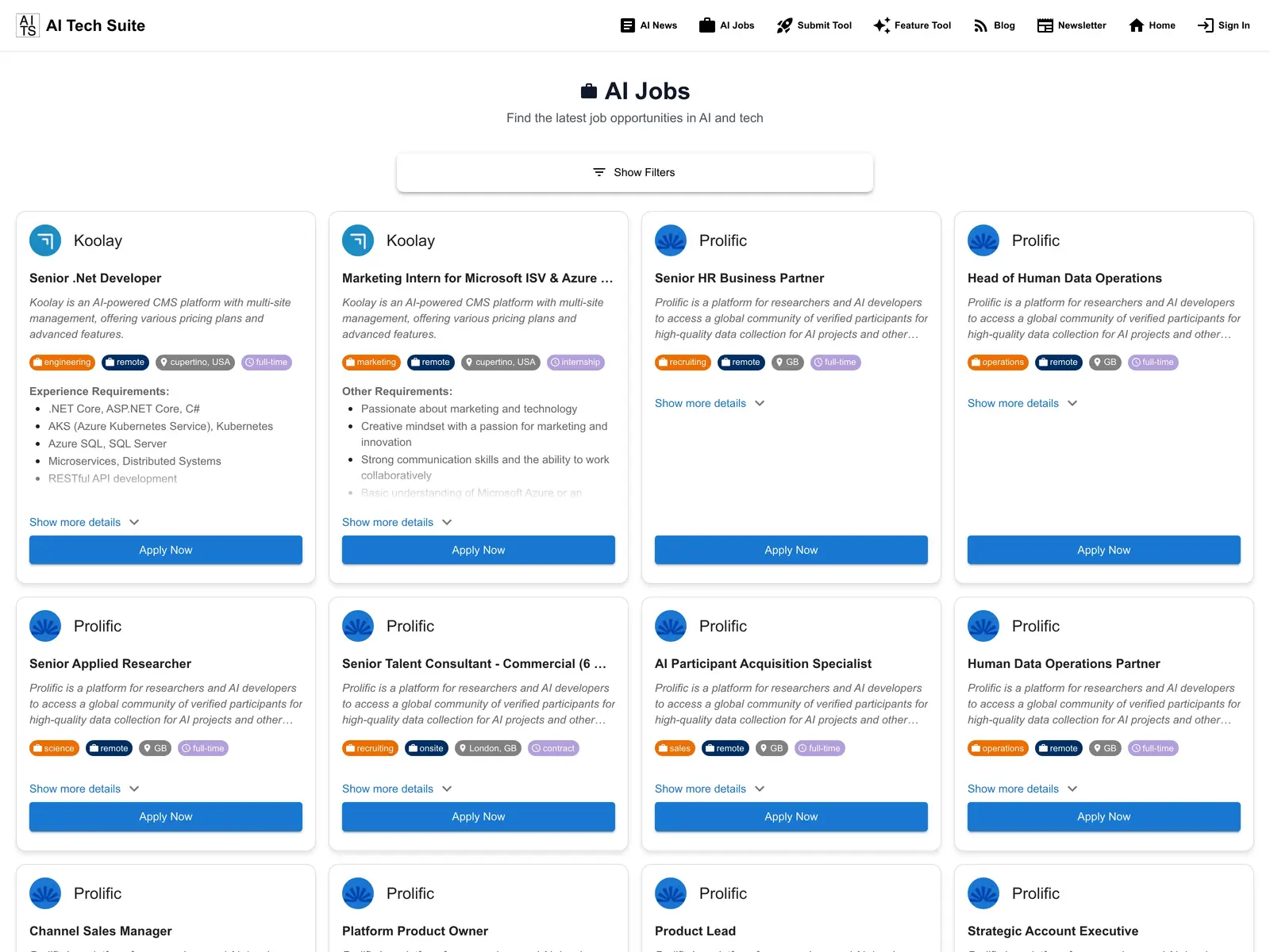Screenshot of AI Tech Suite