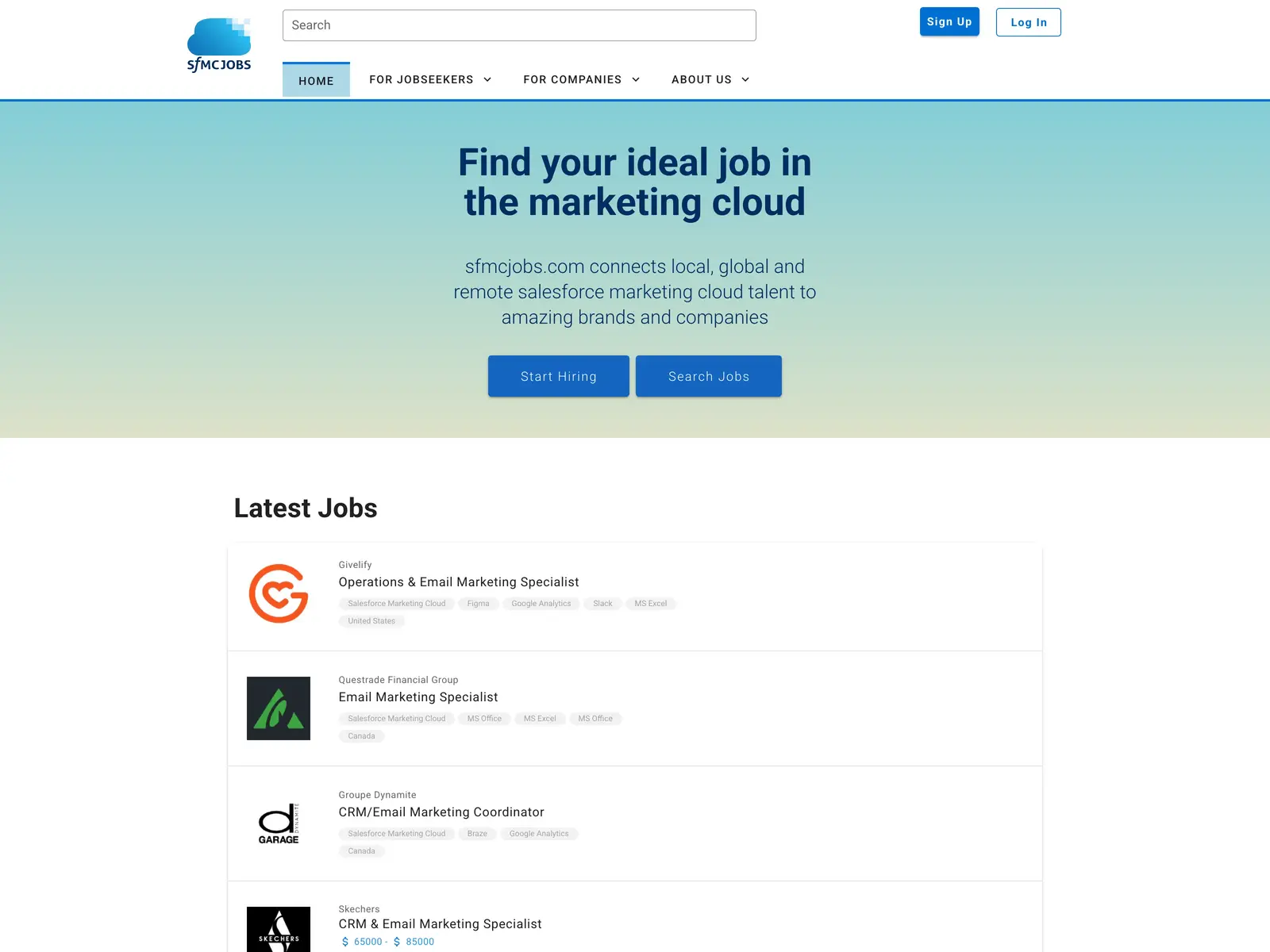 Screenshot of sfmcjobs.com