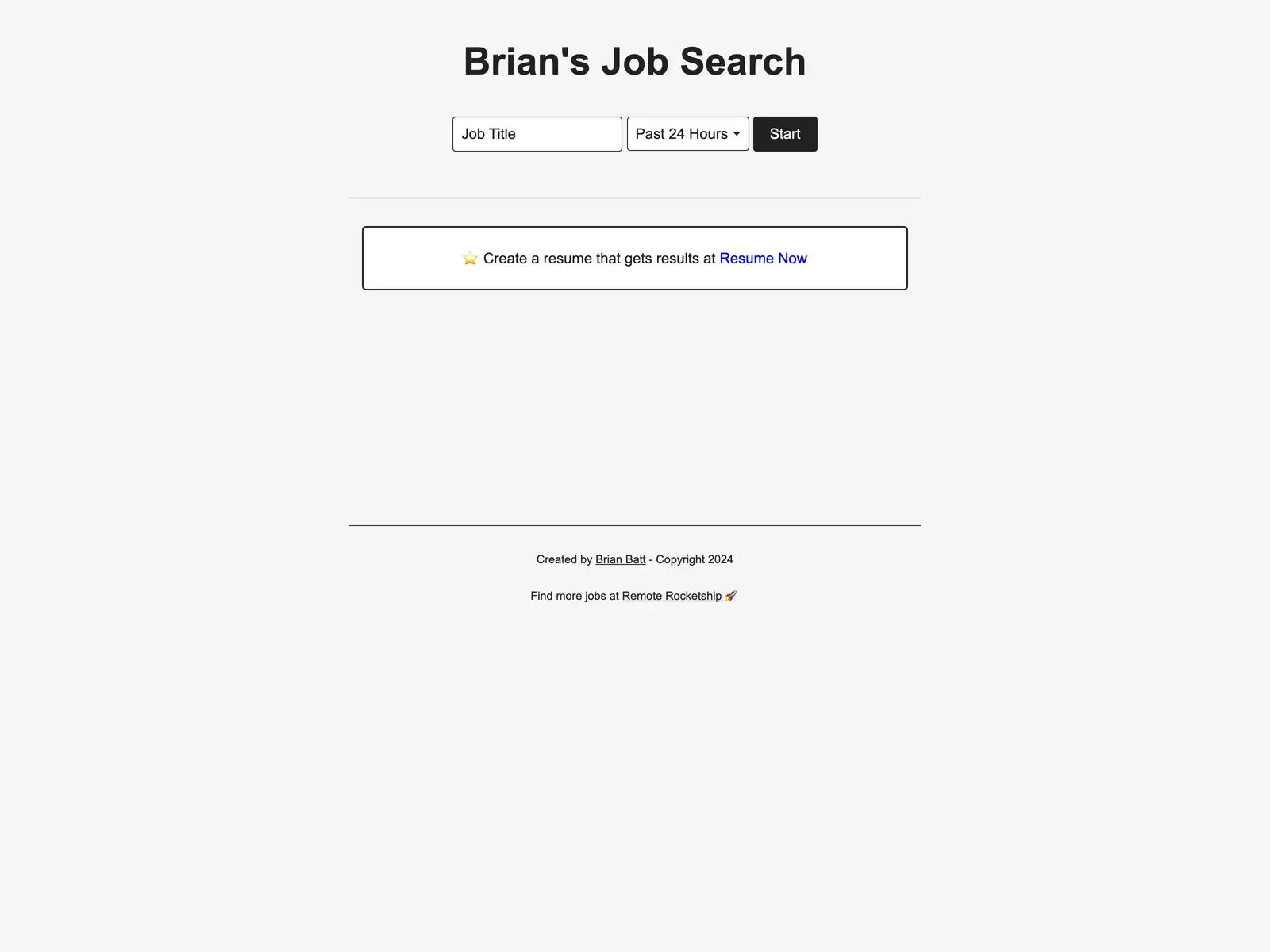Screenshot of Brian's Job Search