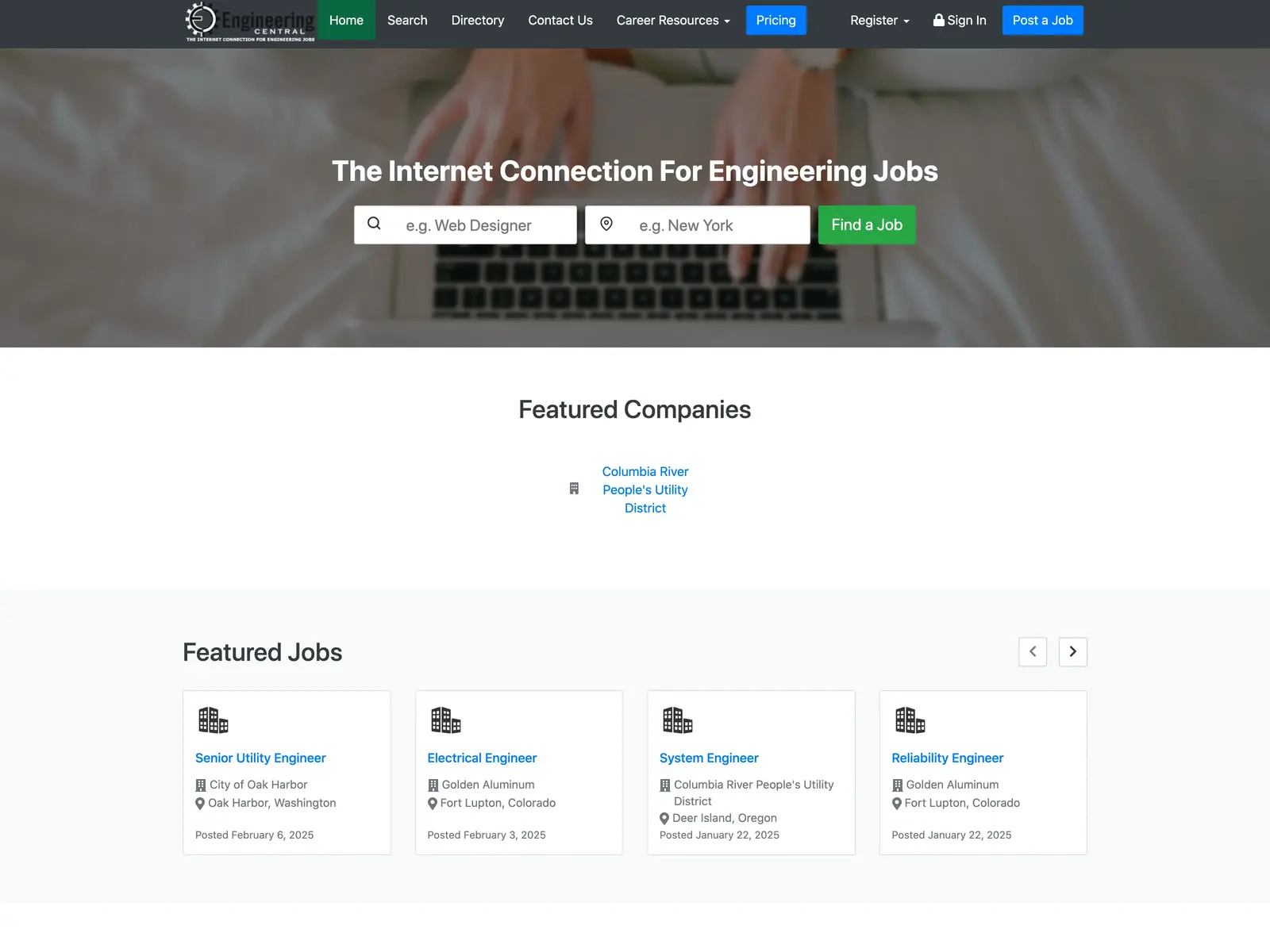 Screenshot of Engineering Central