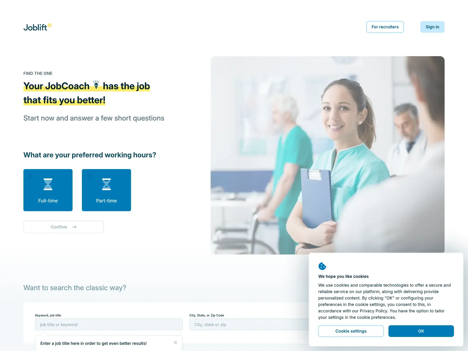 Screenshot of Joblift