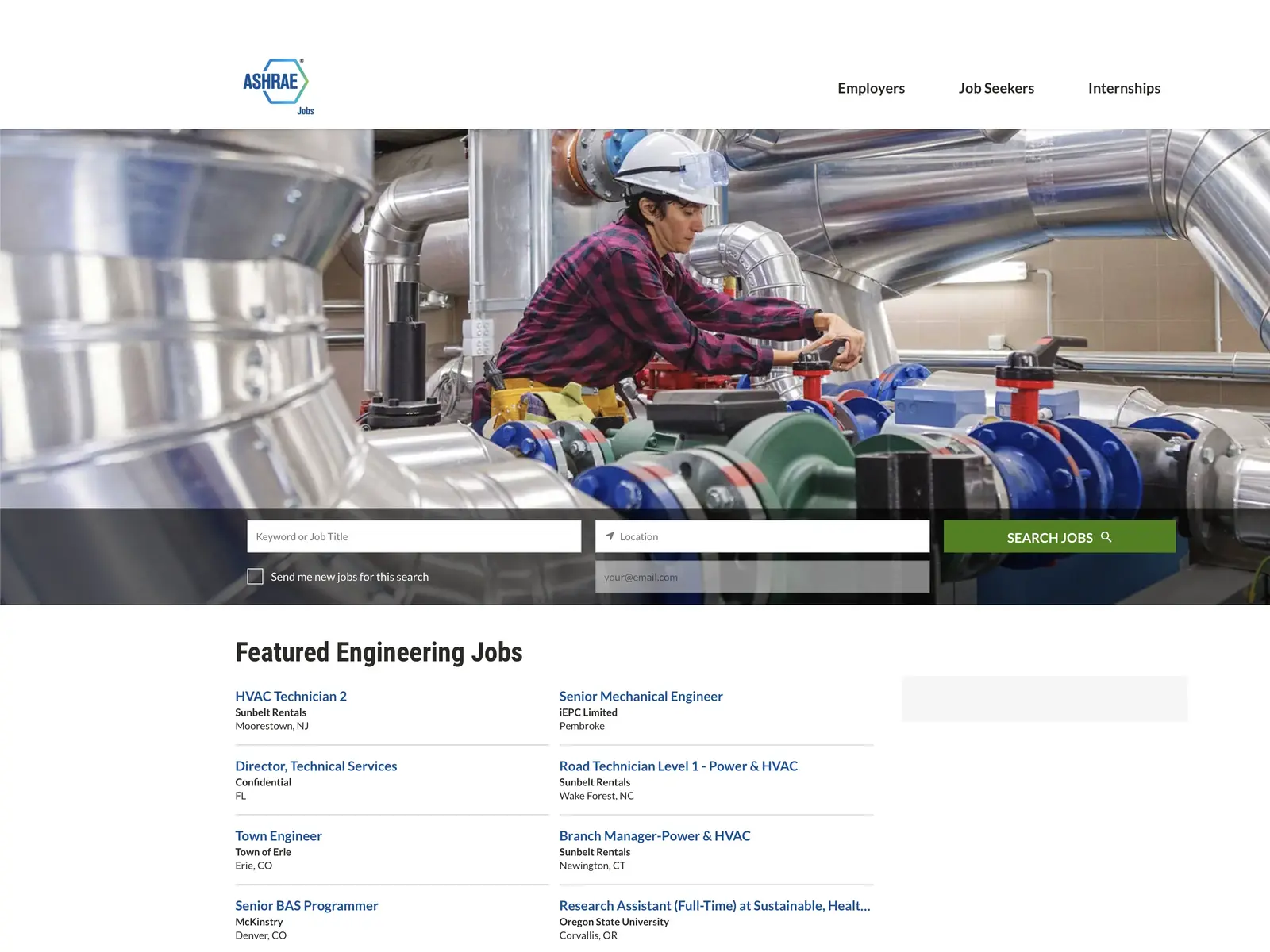 Screenshot of ASHRAE Jobs