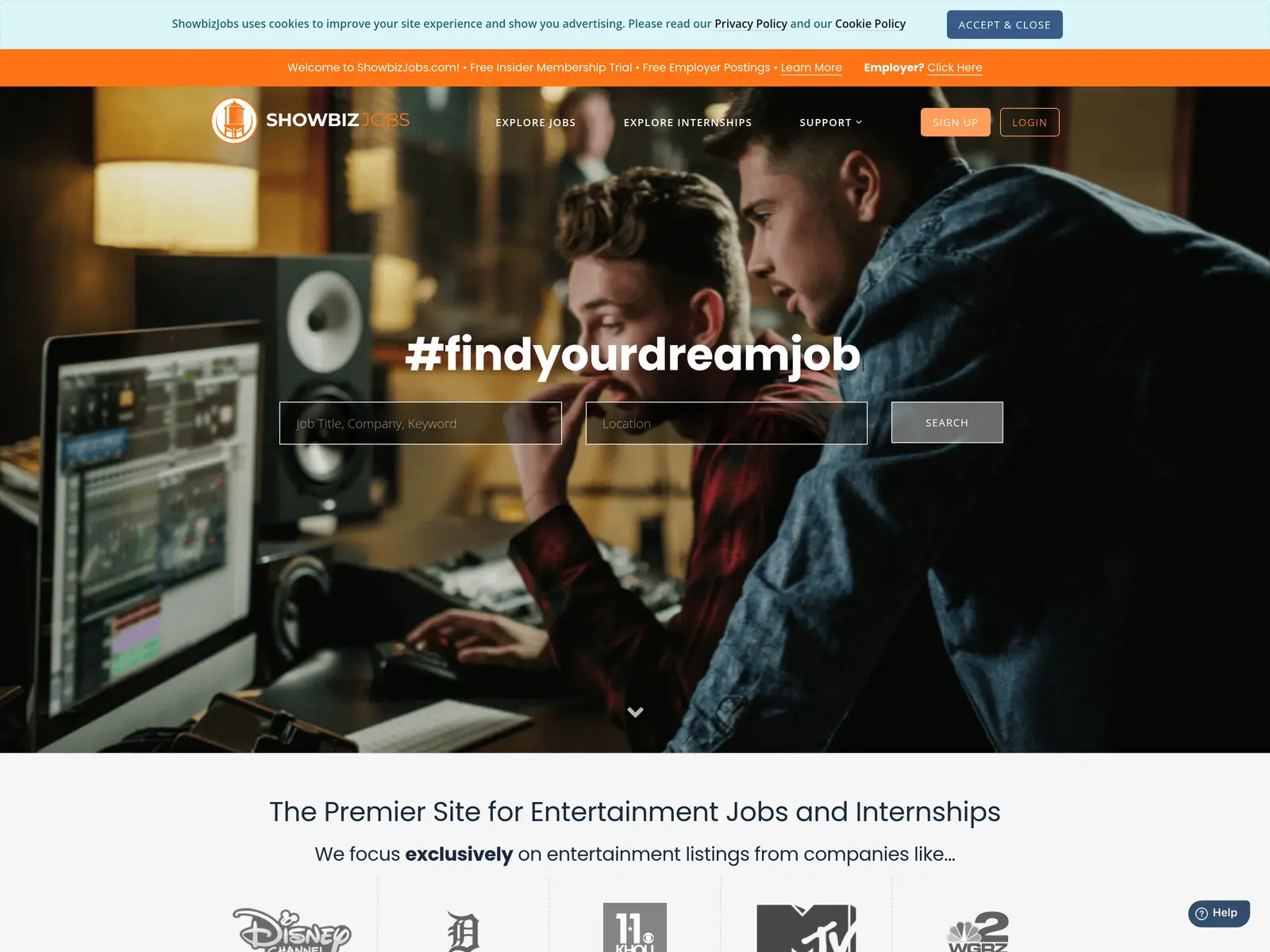 Screenshot of ShowbizJobs