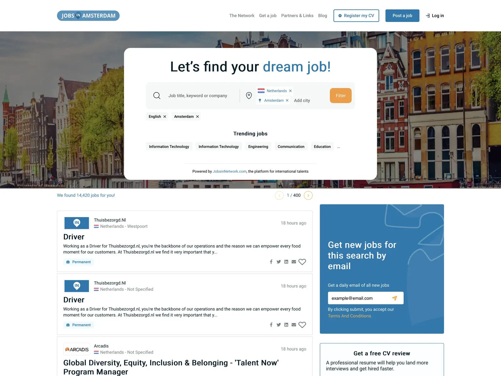 Screenshot of Jobs for English Speakers