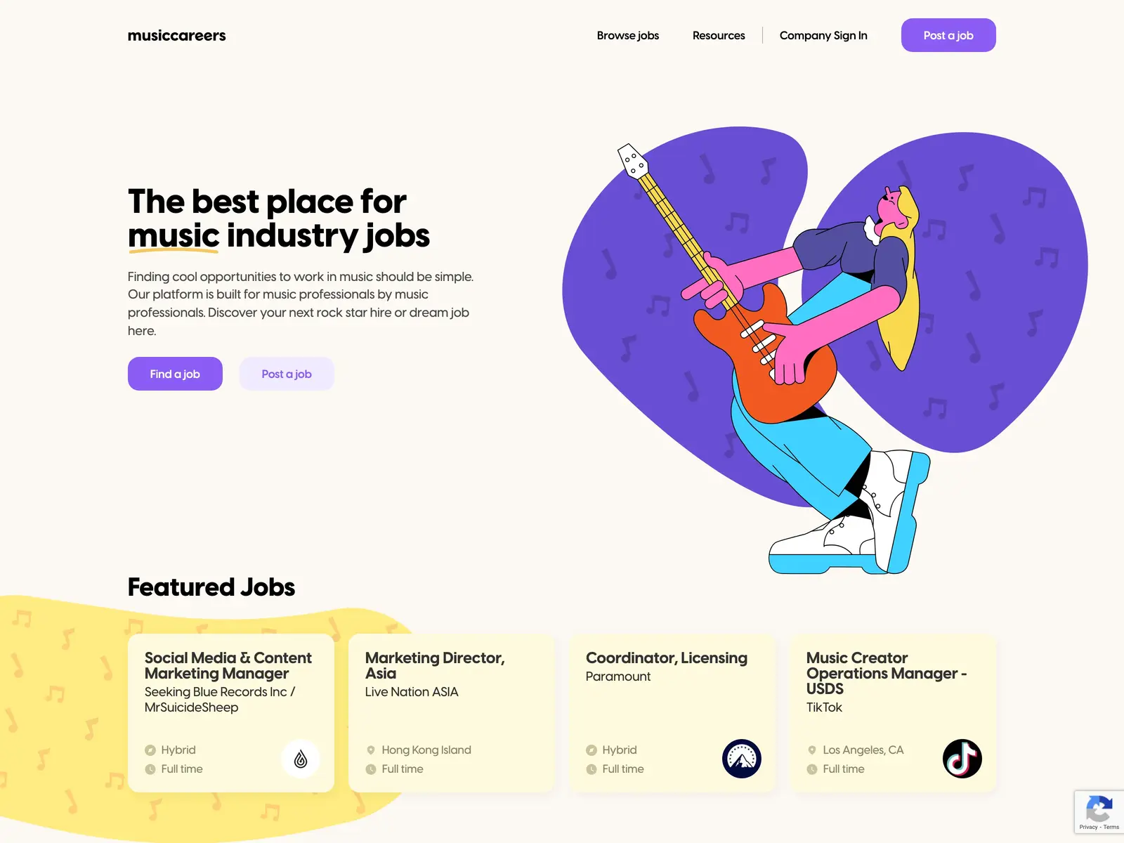 Screenshot of MusicCareers