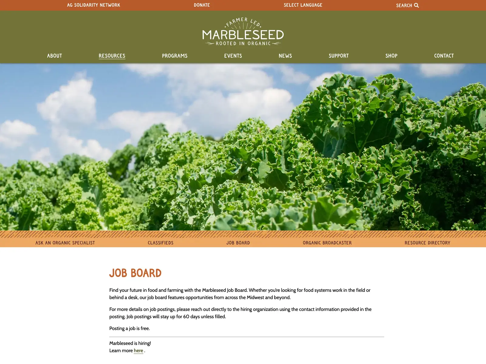 Screenshot of Marbleseed Job Board