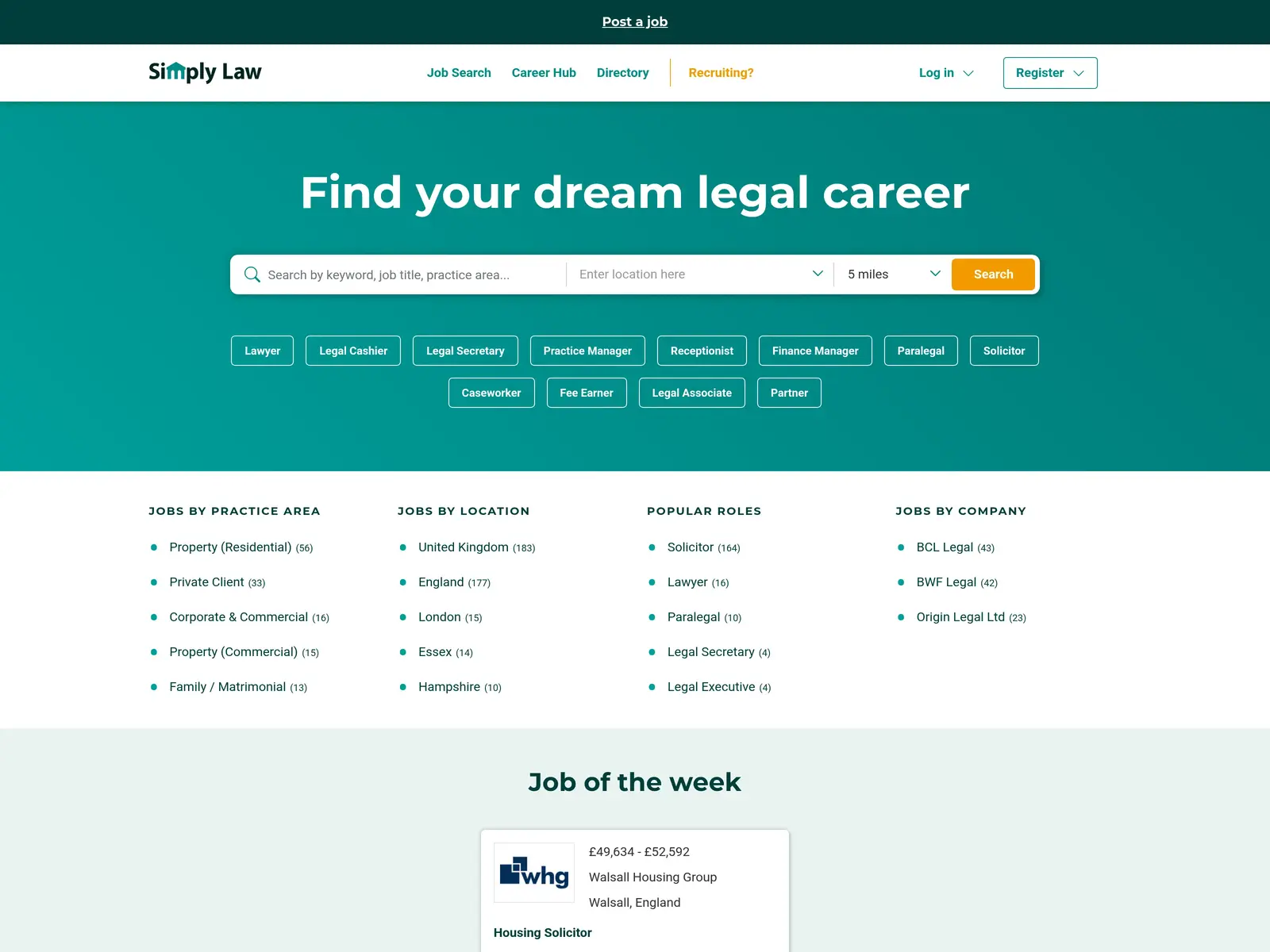 Screenshot of Simply Law Jobs