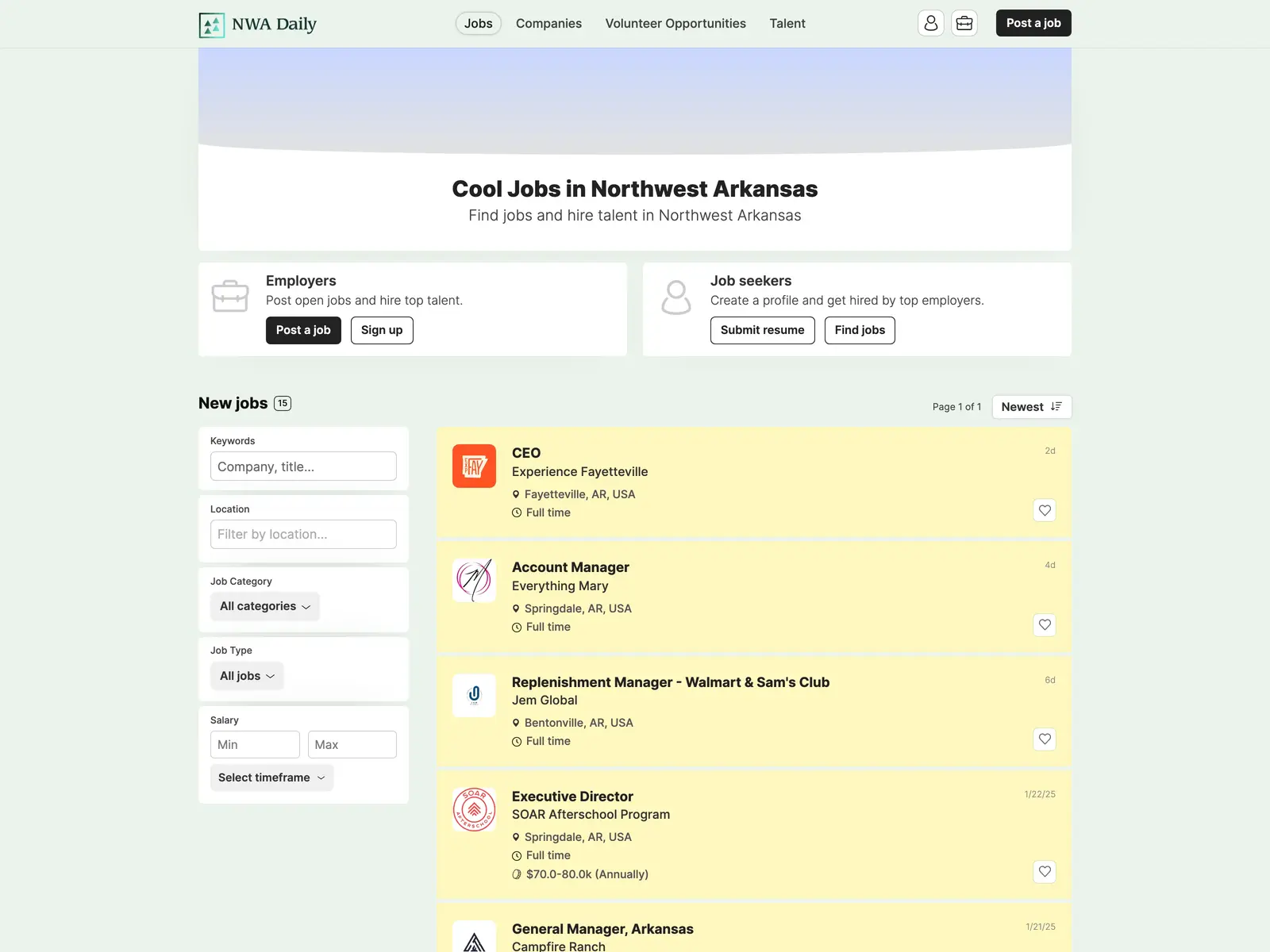 Screenshot of NWA Jobs