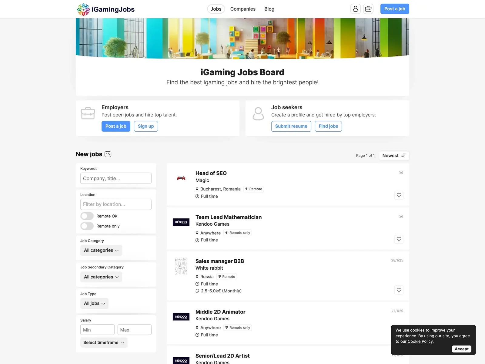 Screenshot of iGaming Jobs