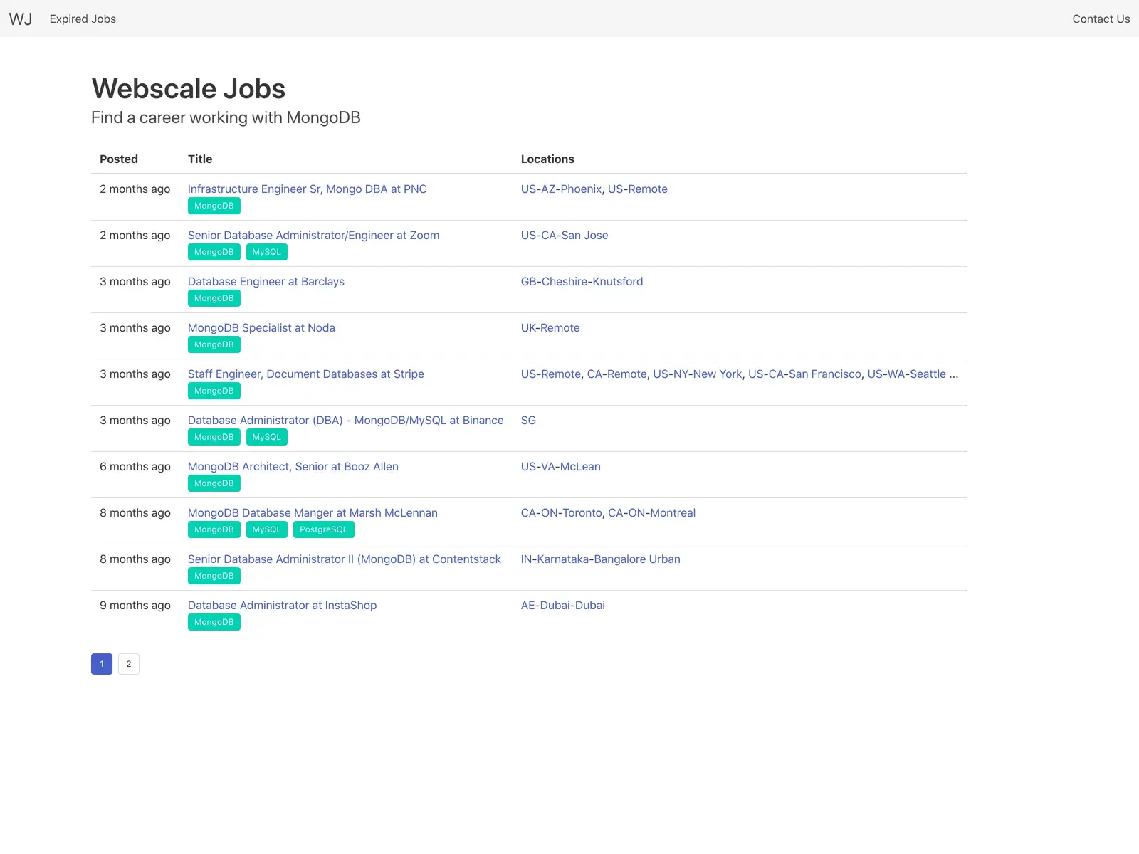 Screenshot of Webscale Jobs