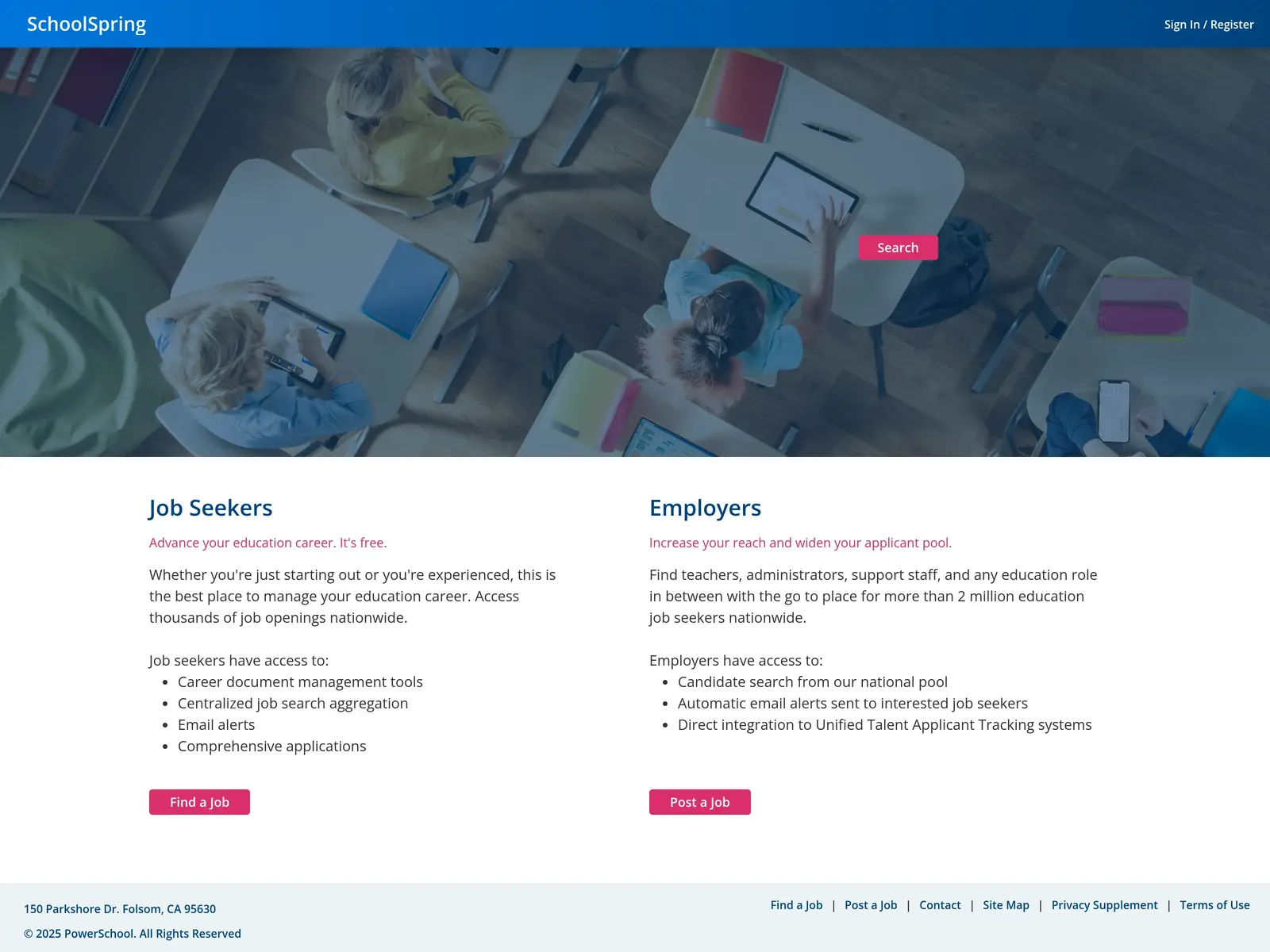 Screenshot of SchoolSpring