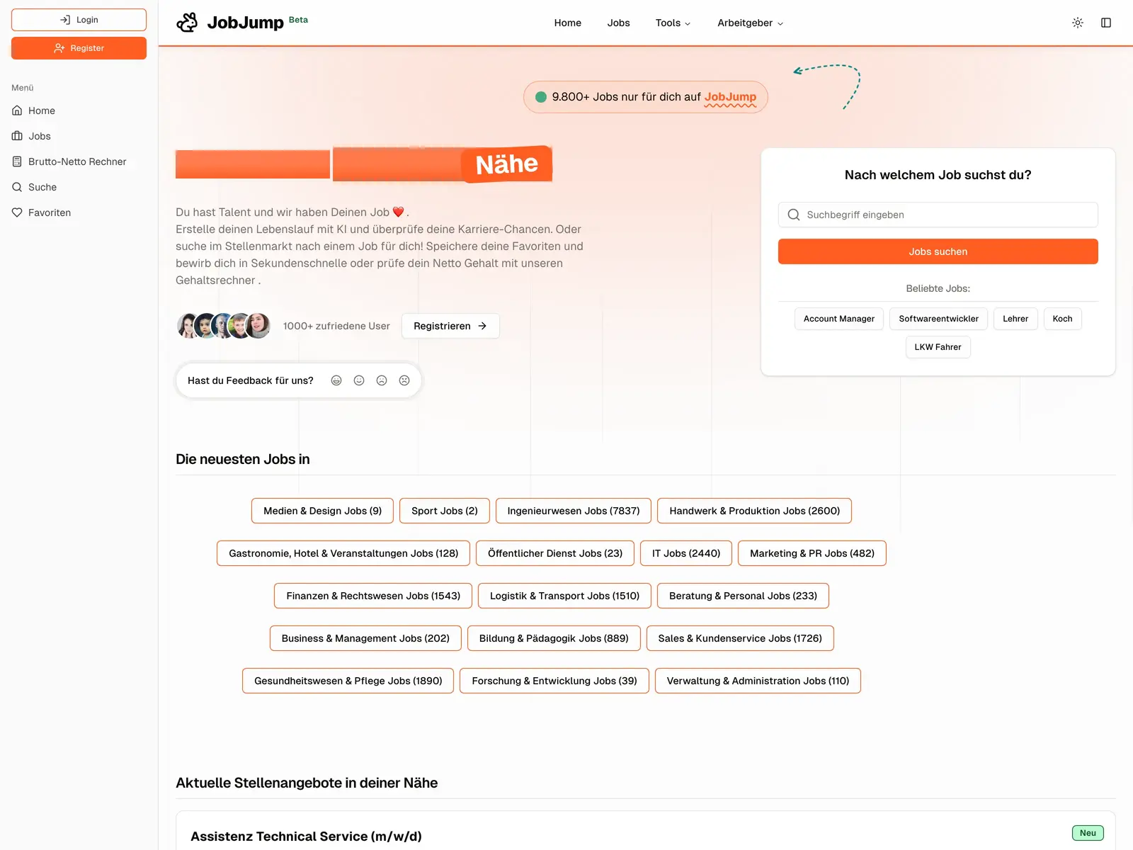 Screenshot of JobJump