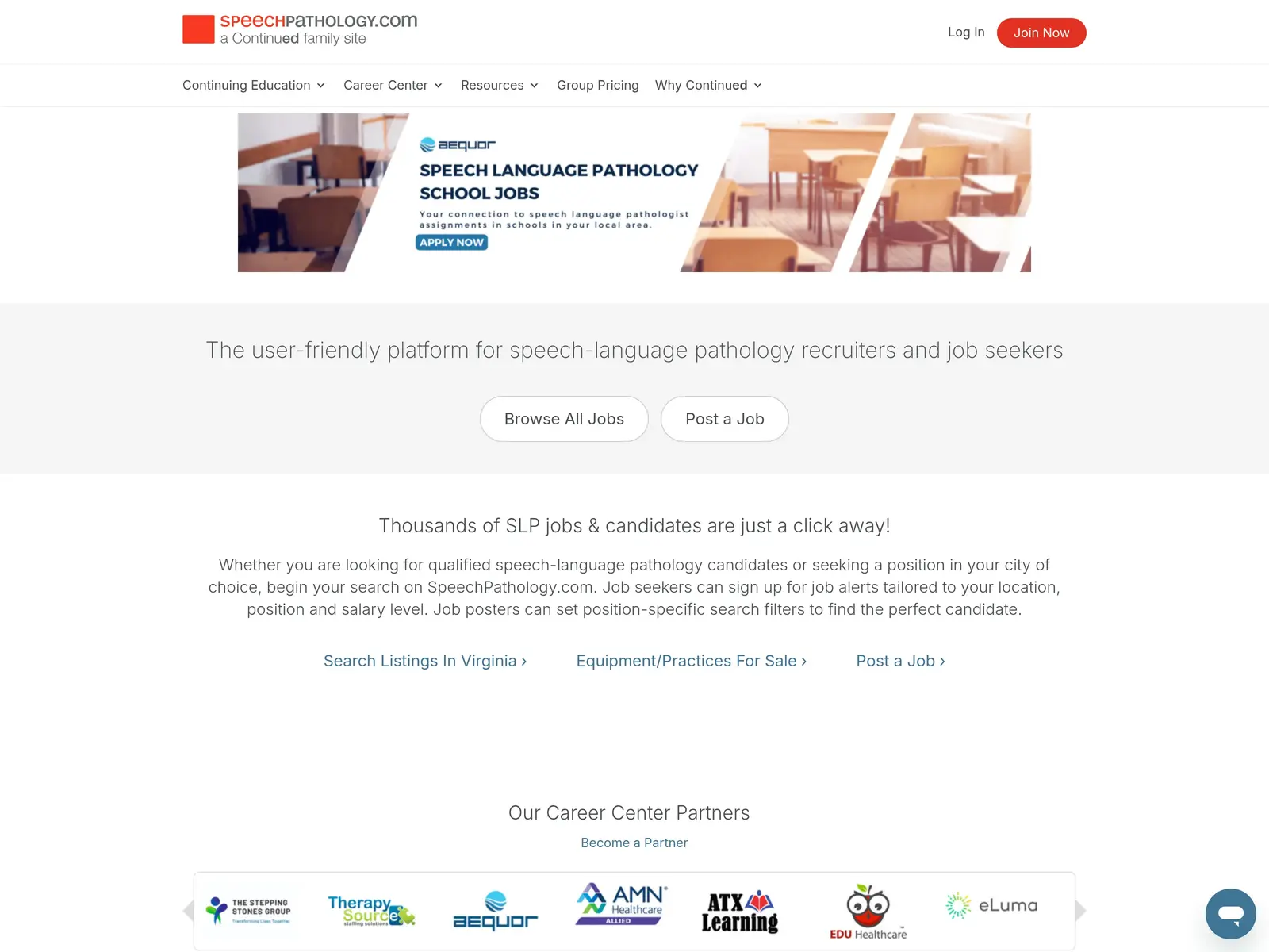 Screenshot of SpeechPathology.com