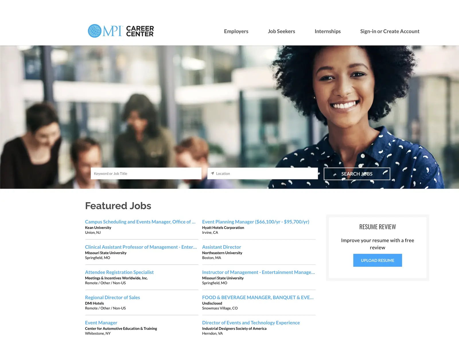 Screenshot of MPI Career Center