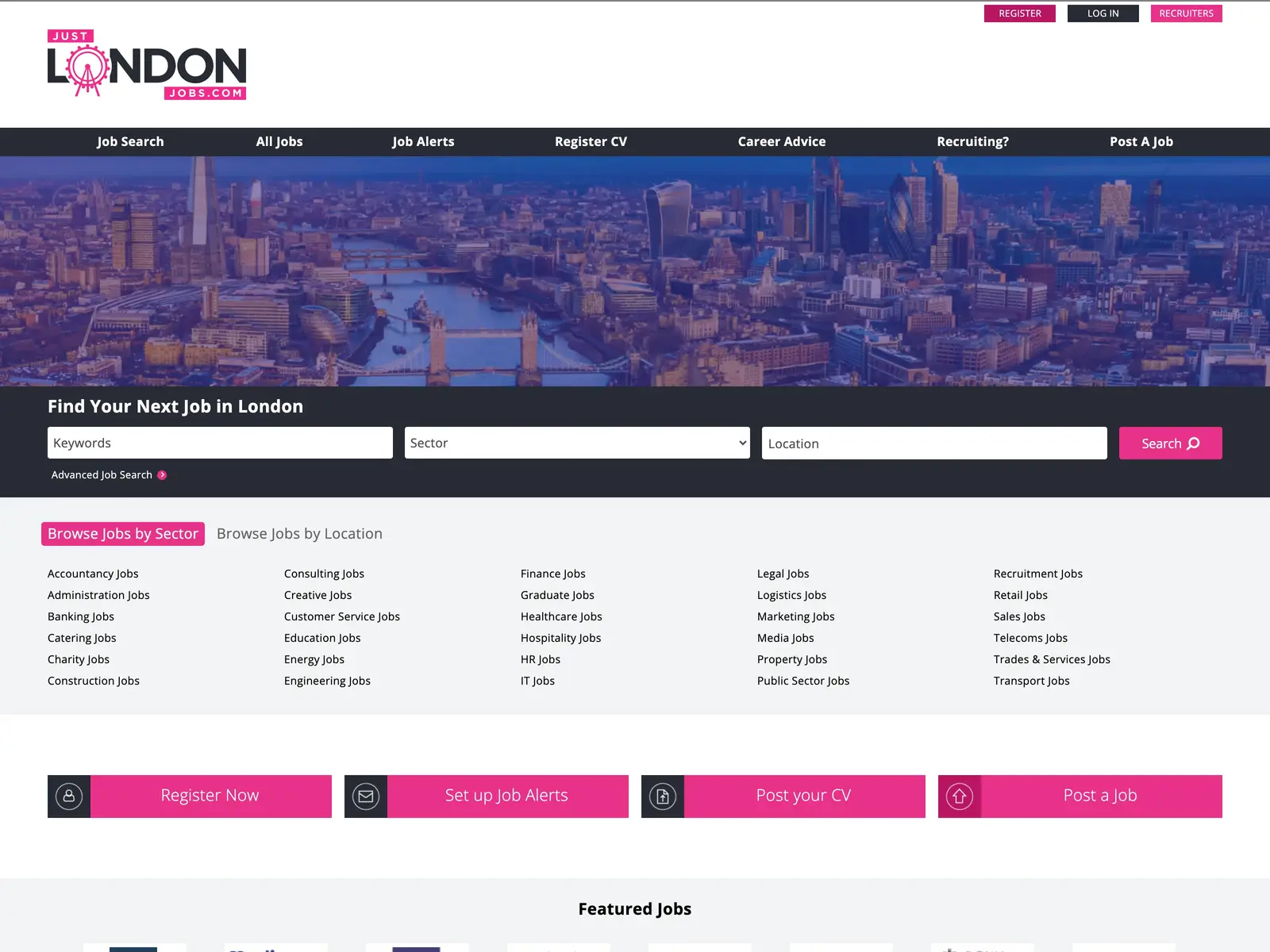 Screenshot of Just London Jobs
