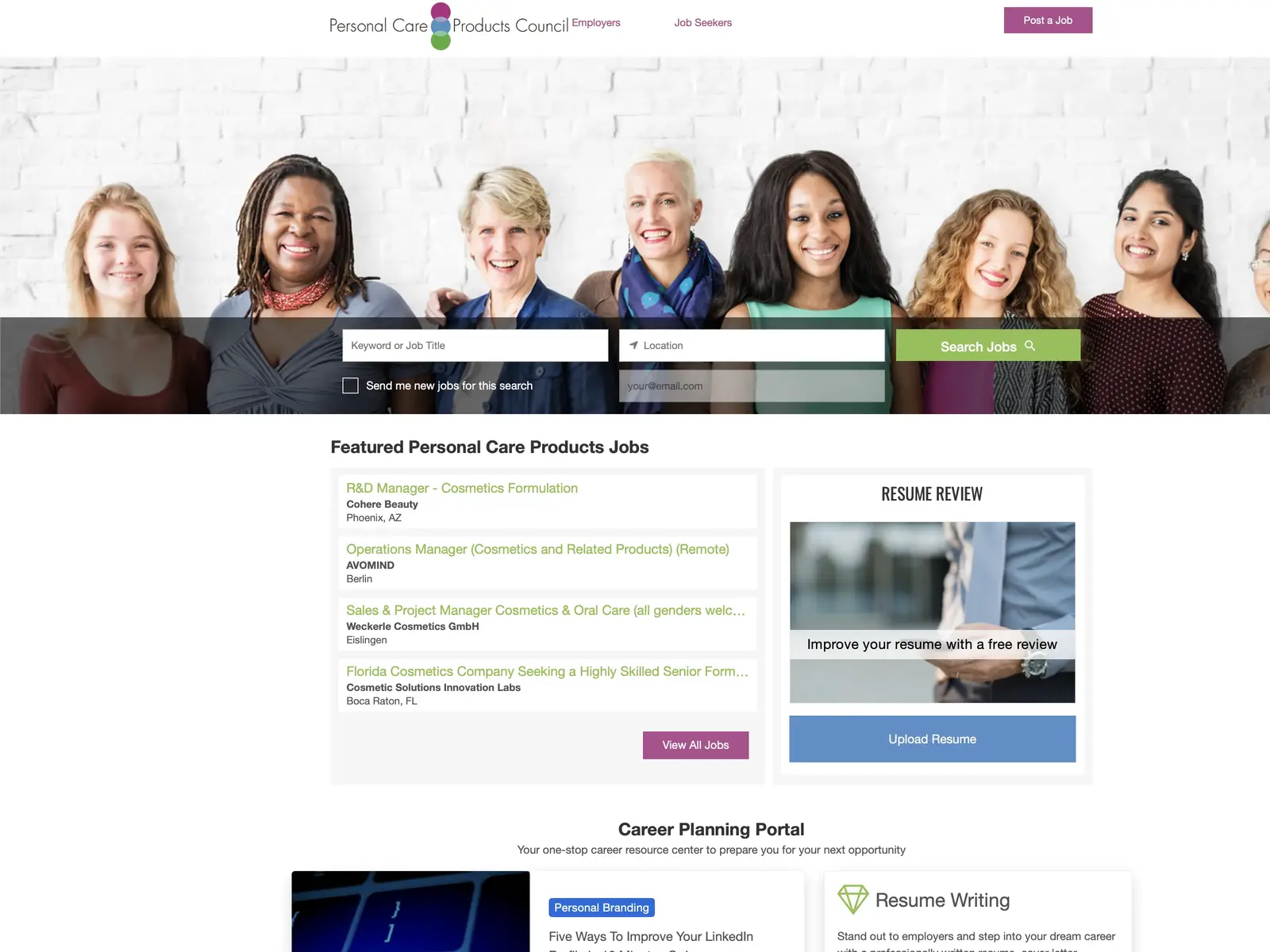 Screenshot of PCPC Job Board