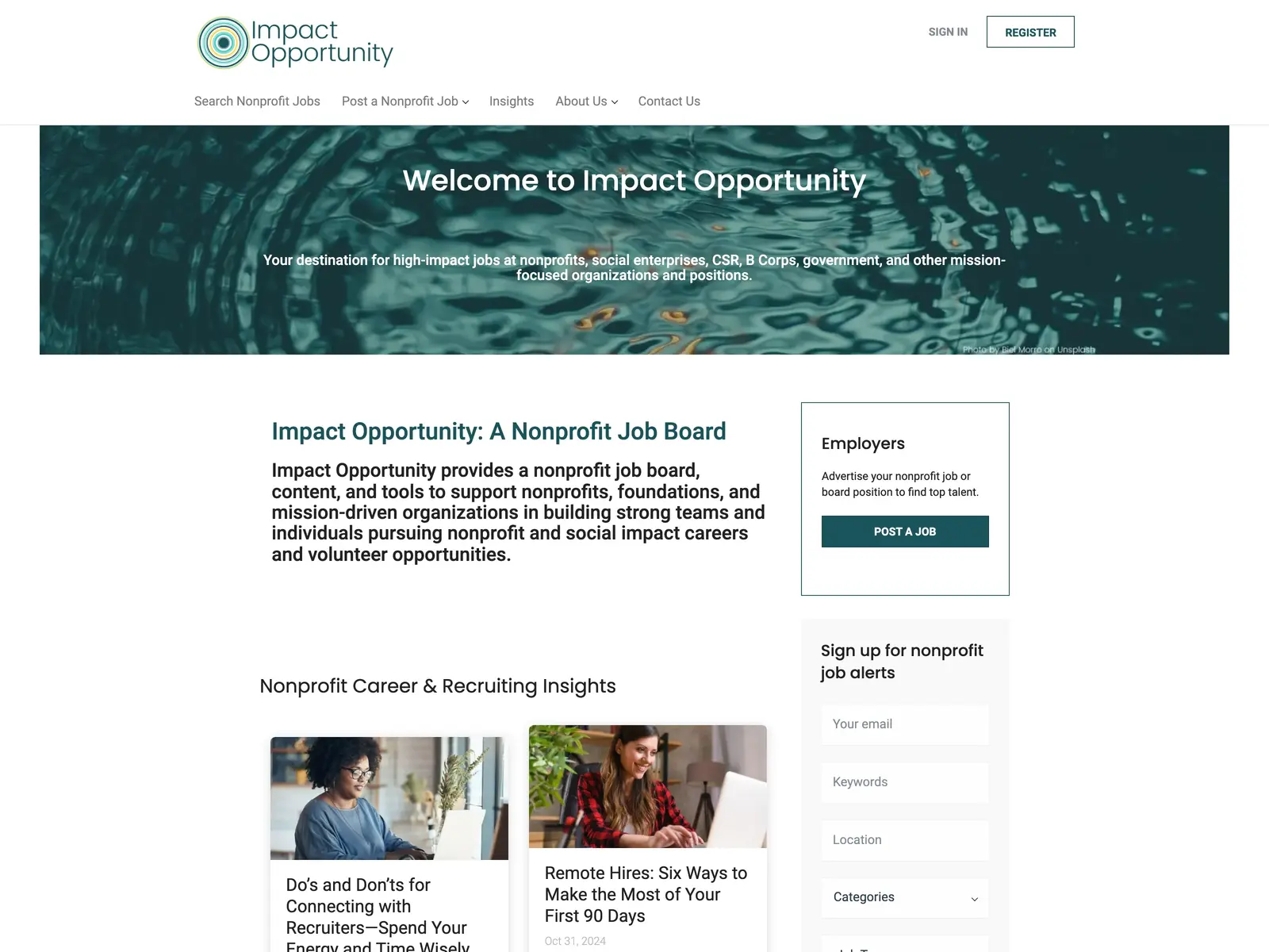 Screenshot of Impact Opportunity