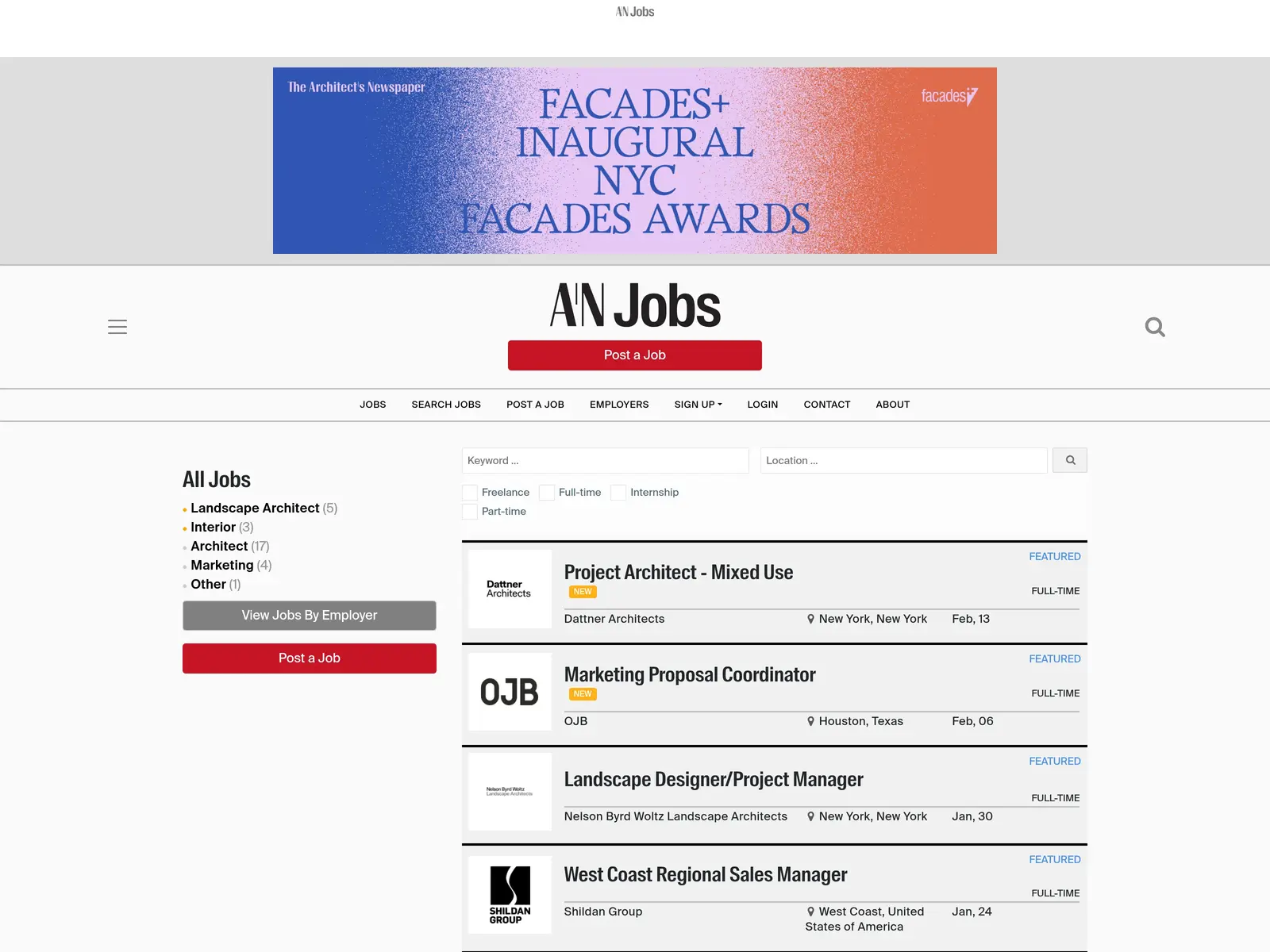 Screenshot of AN Job Board