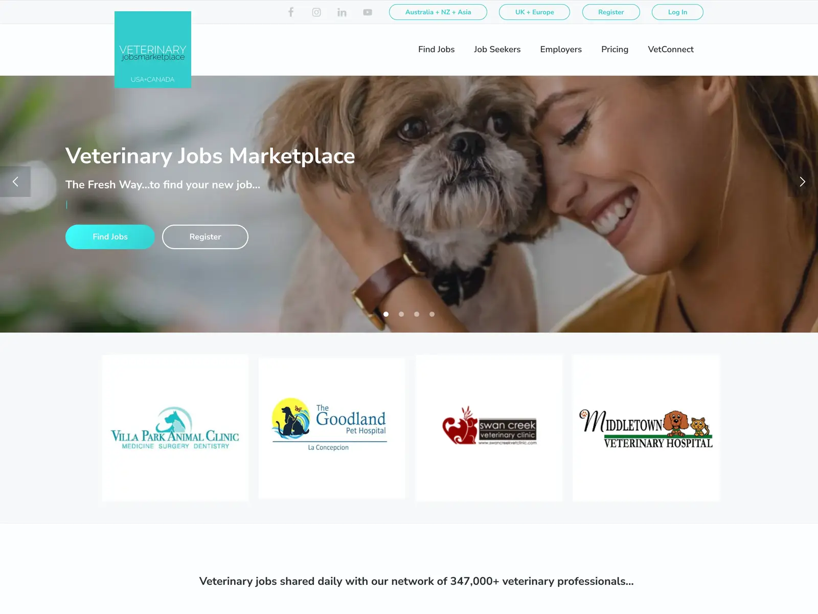Screenshot of Veterinary Jobs Marketplace