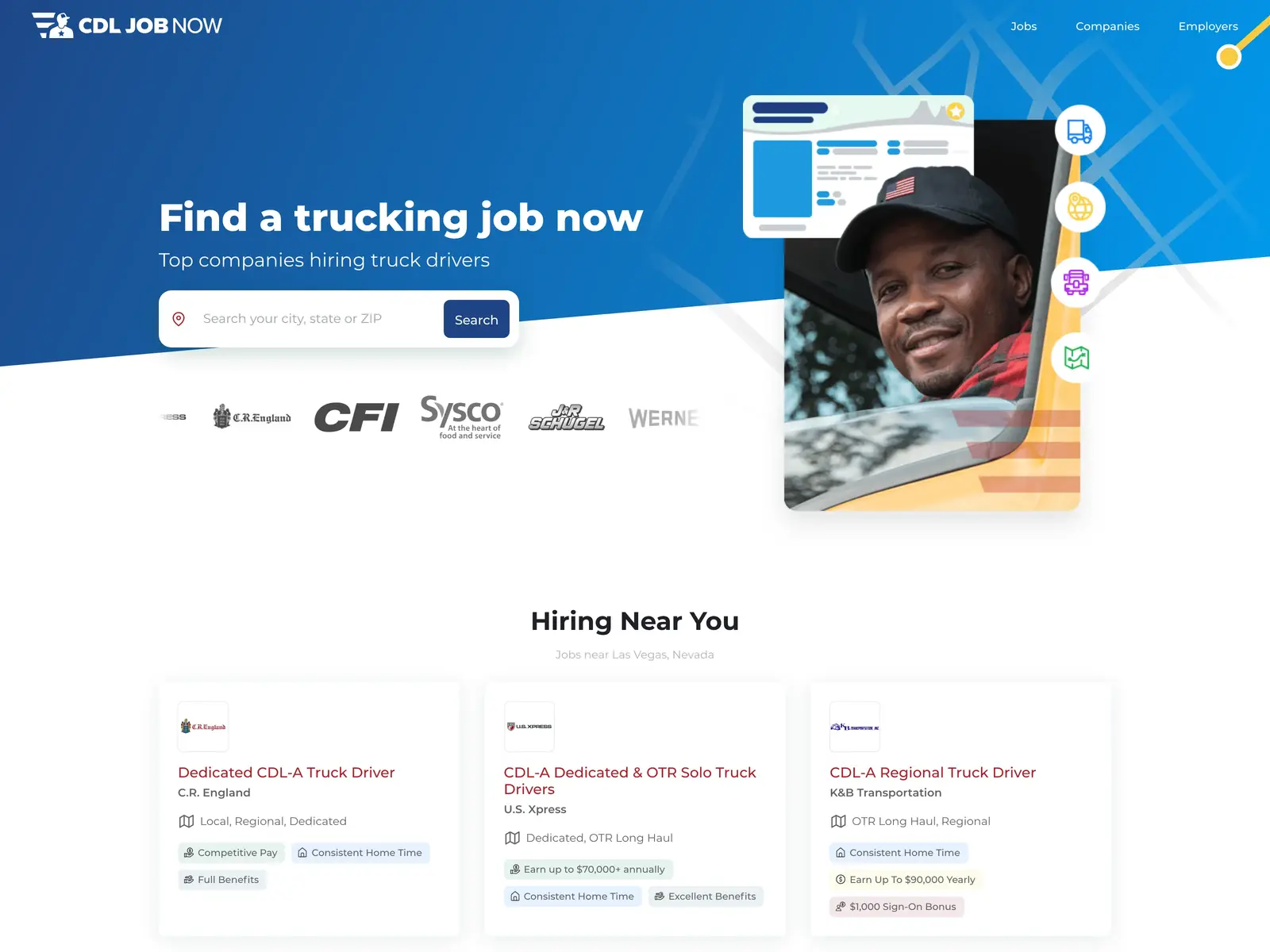 Screenshot of CDL Job Now