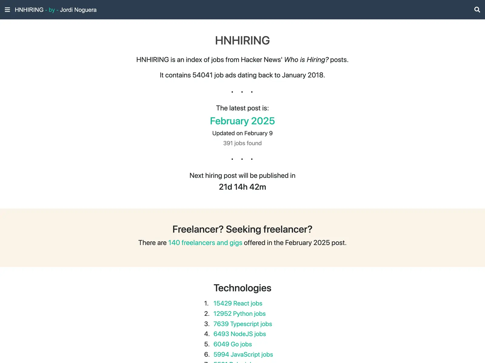 Screenshot of HNHIRING