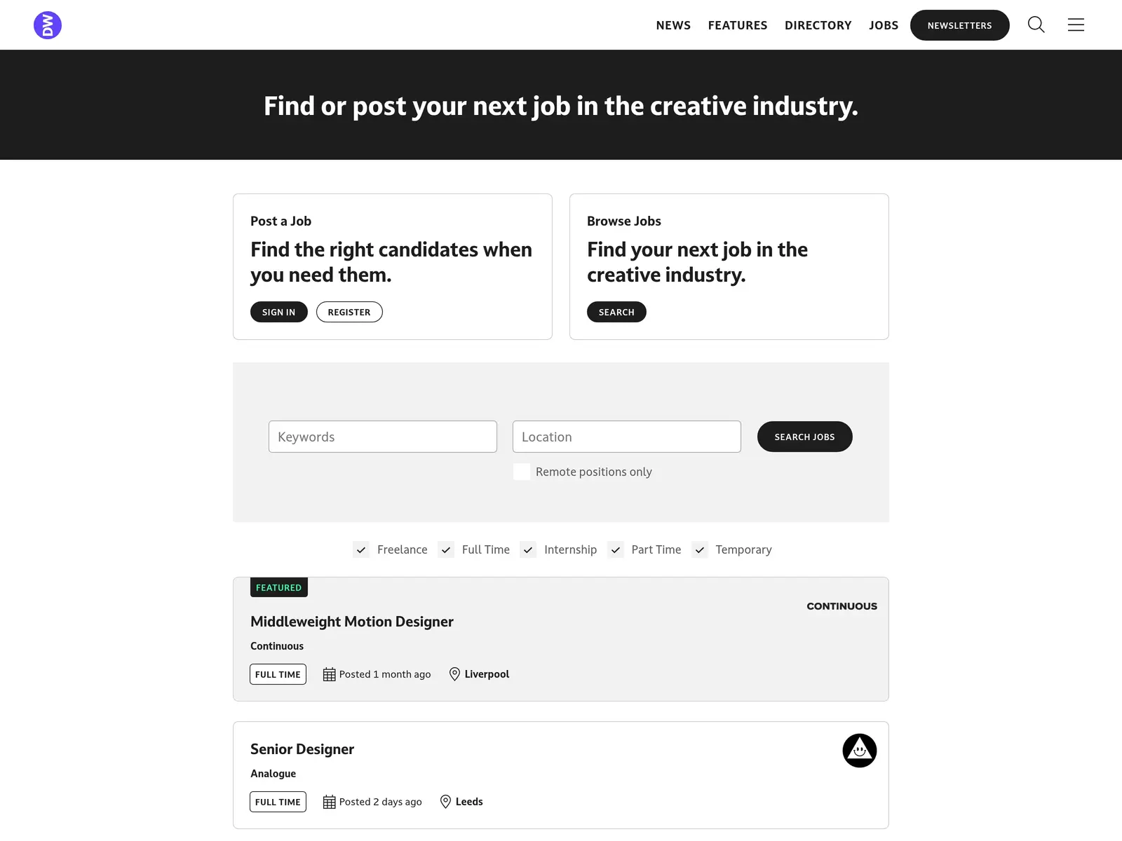 Screenshot of Design Week