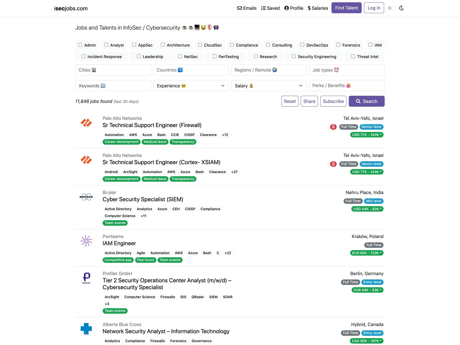 Screenshot of InfoSec Jobs