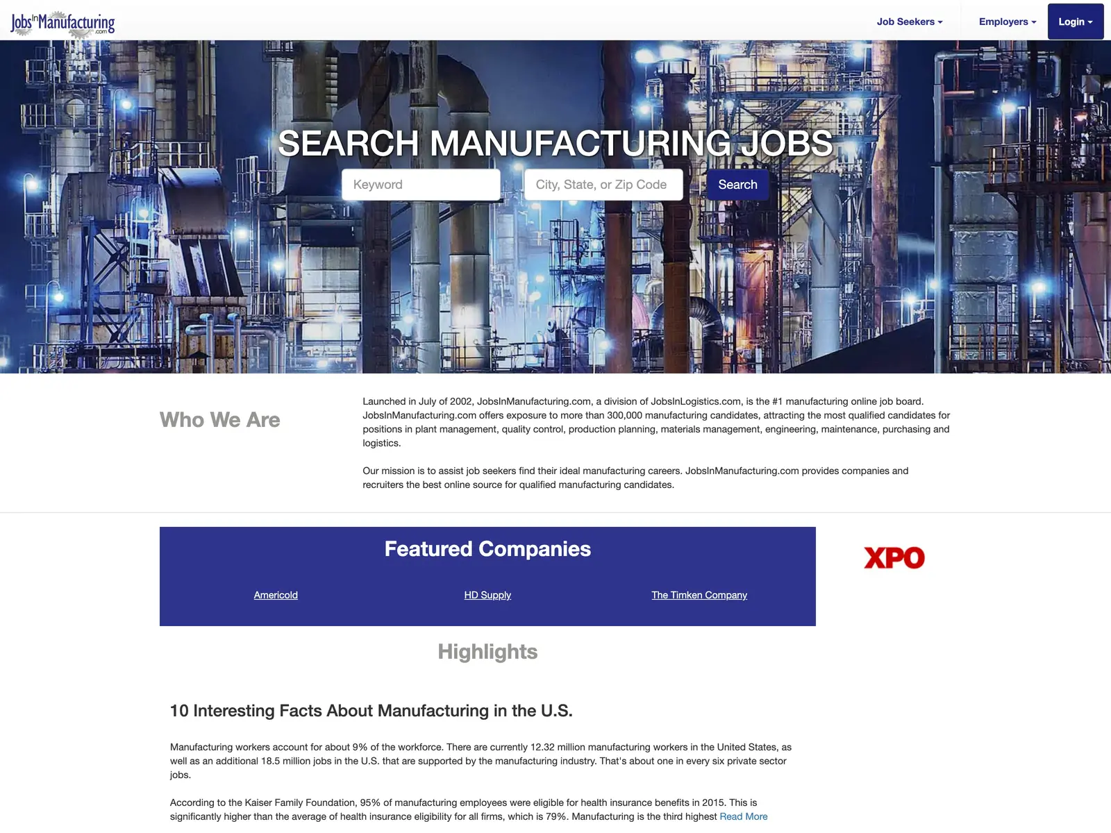 Screenshot of JobsInManufacturing.com