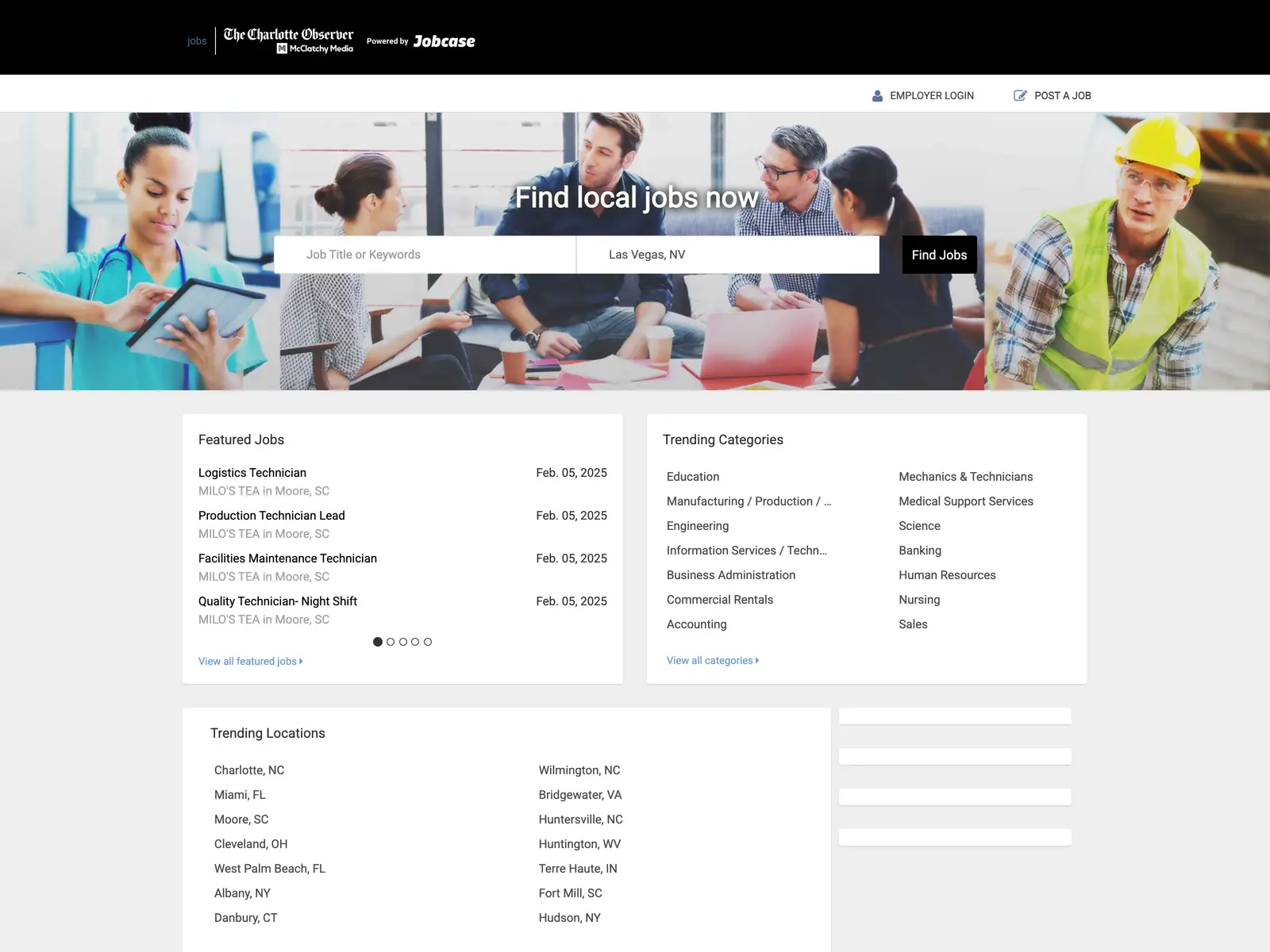 Screenshot of Charlotte Observer Jobs