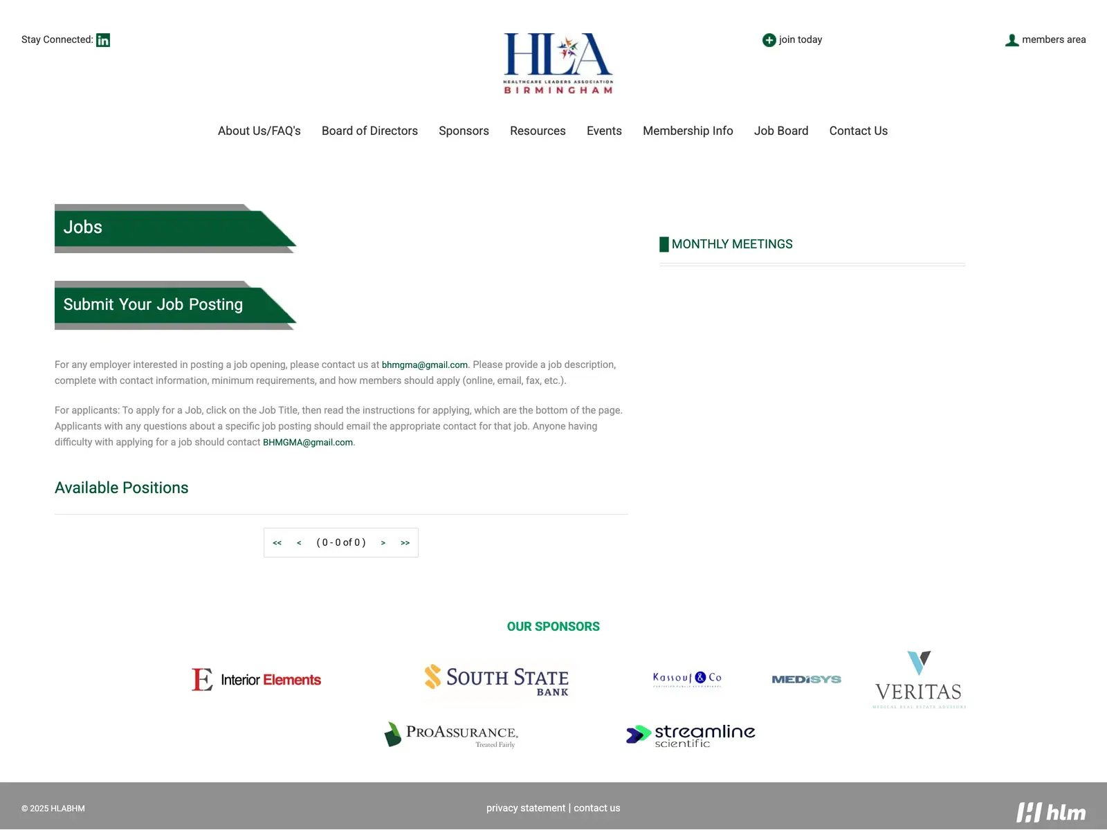 Screenshot of Birmingham MGMA Job Board