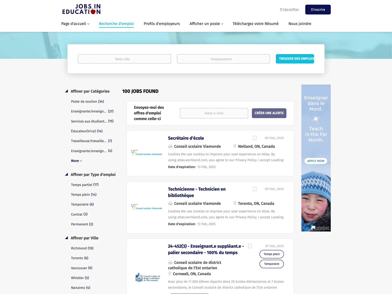 Screenshot of Emplois en Education