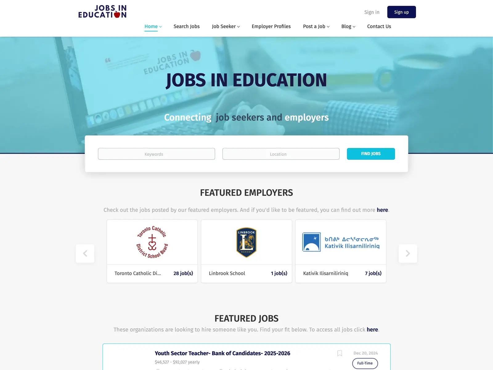 Screenshot of Jobs in Education