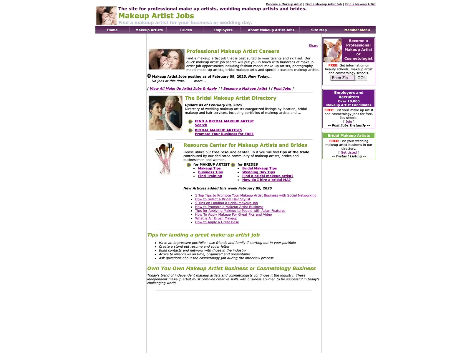 Screenshot of MakeupArtistJobs.com