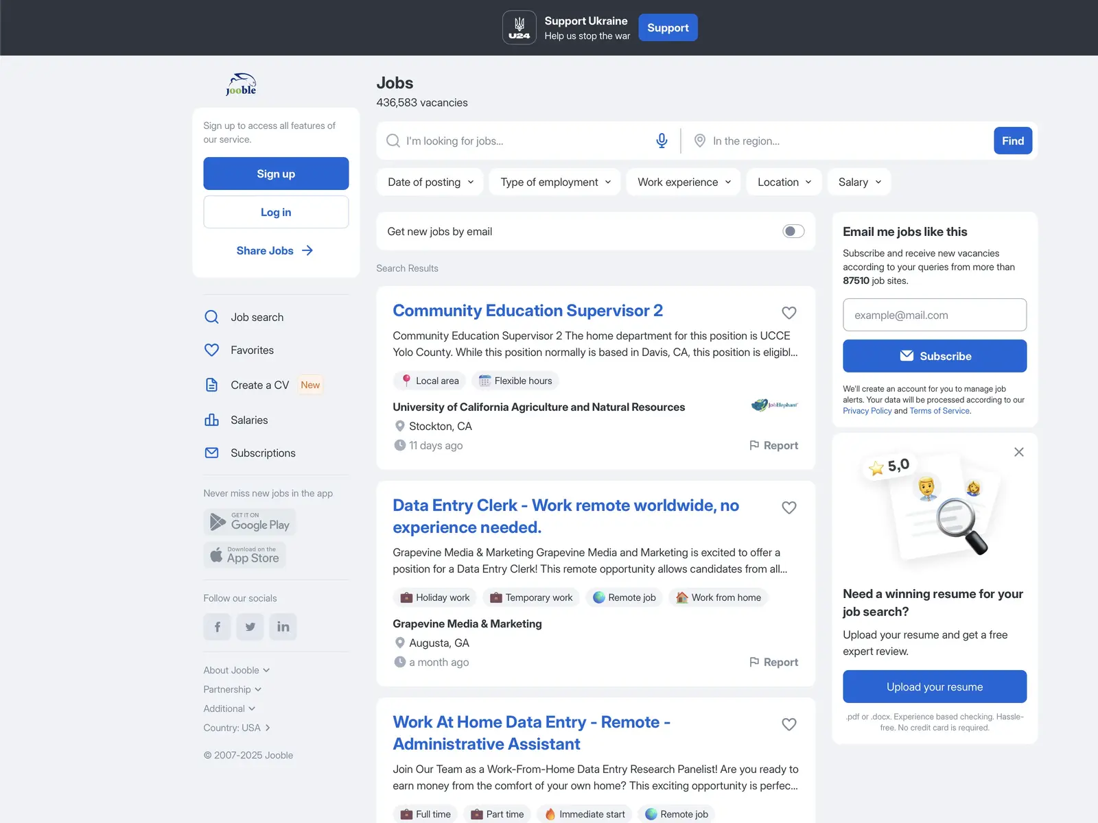 Screenshot of Jooble