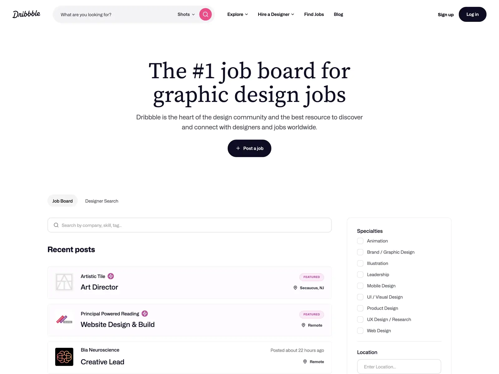 Screenshot of Dribbble