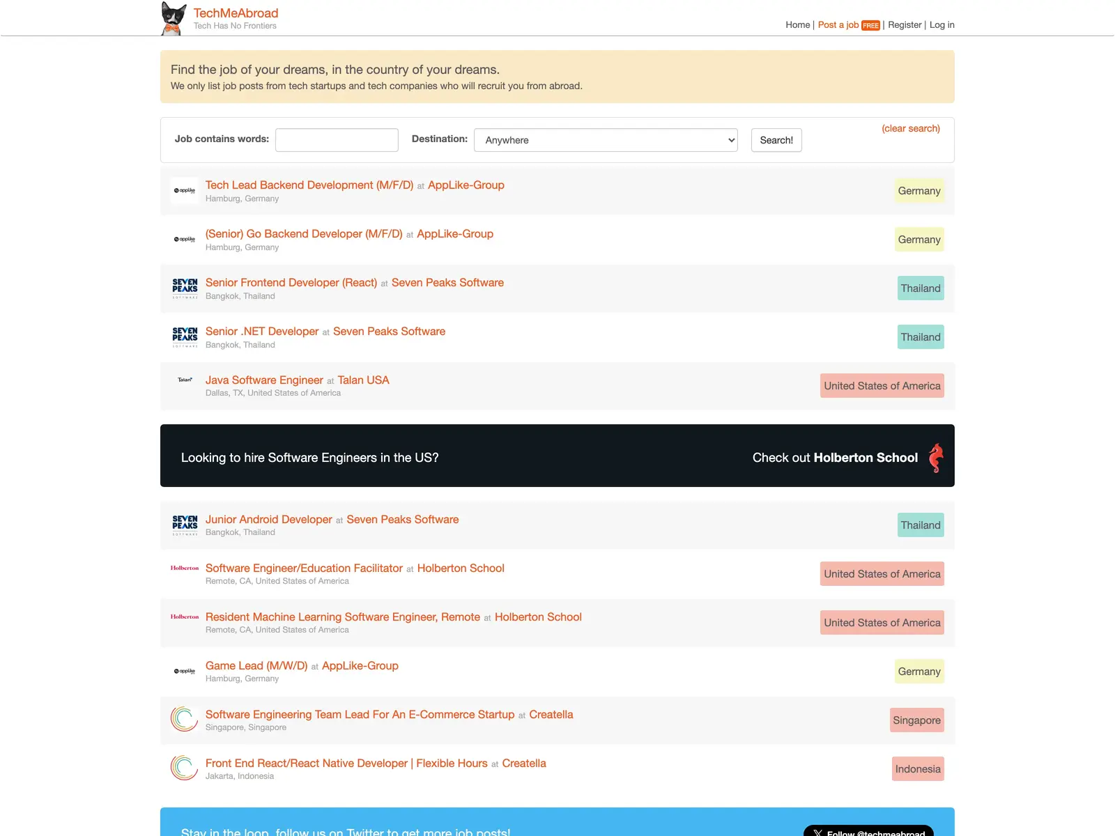 Screenshot of TechMeAbroad