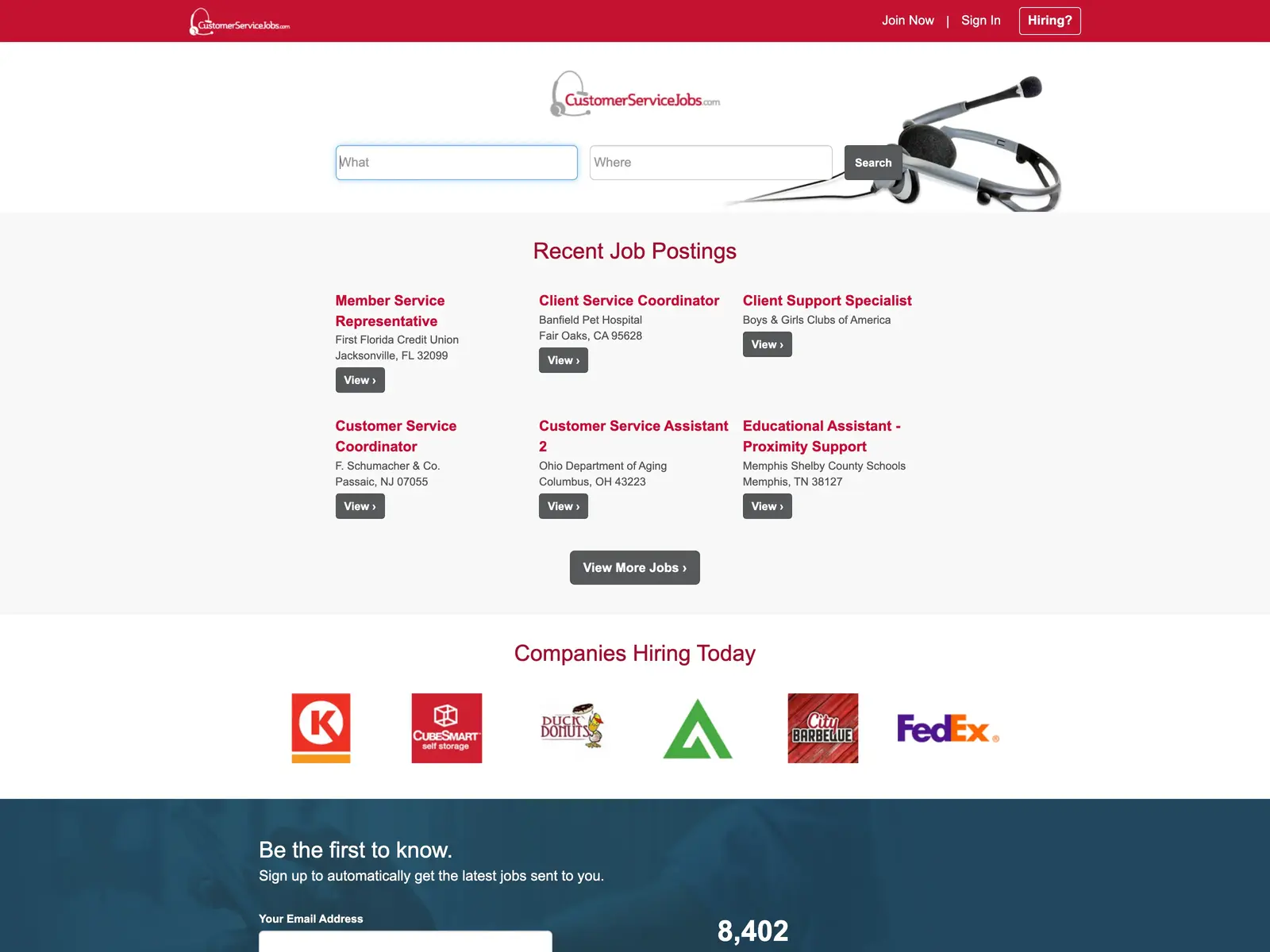 Screenshot of CustomerServiceJobs