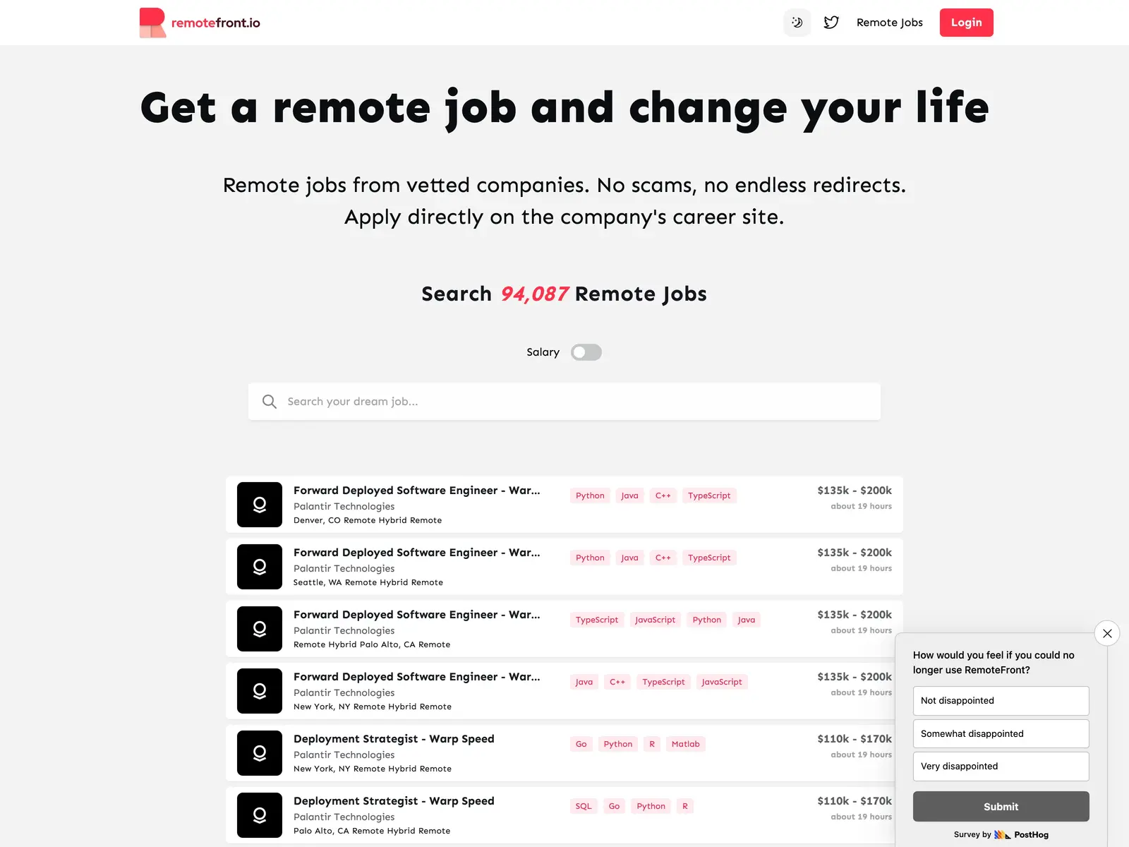 Screenshot of RemoteFront