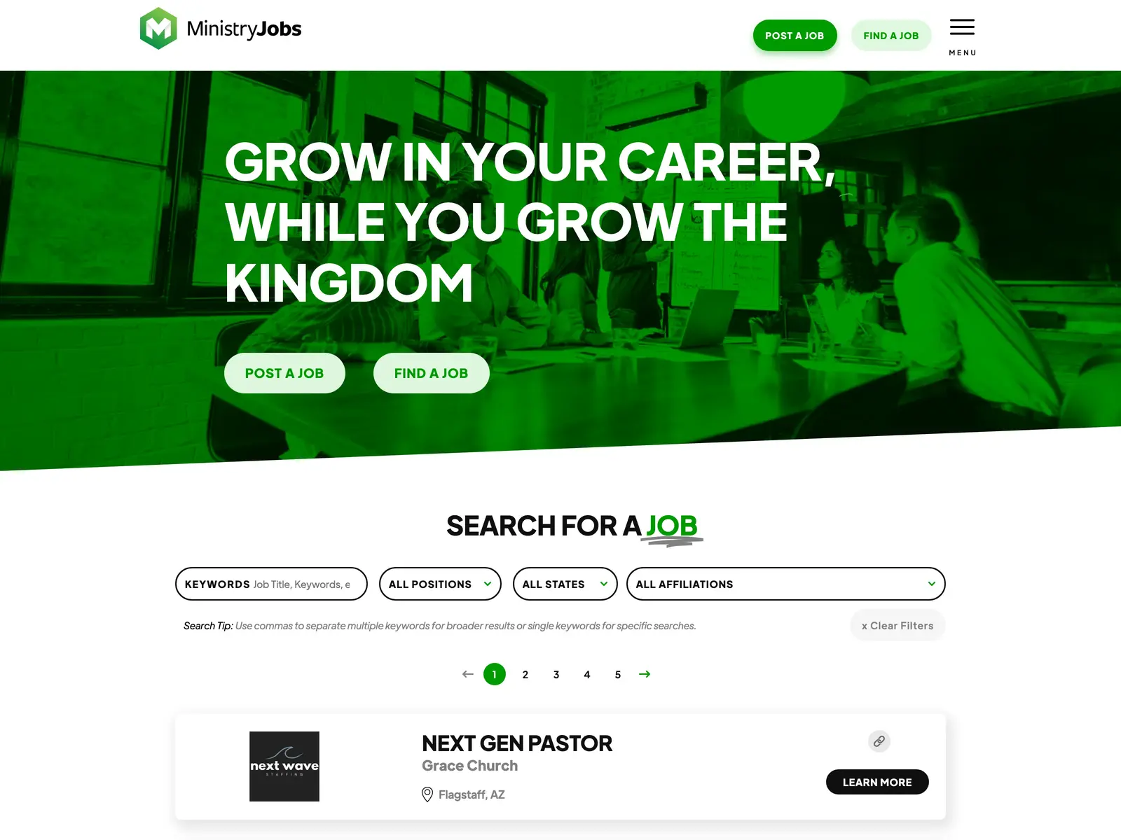 Screenshot of MinistryJobs