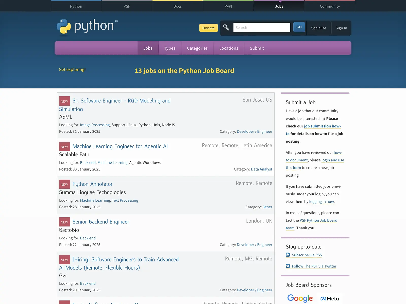 Screenshot of Python Jobs