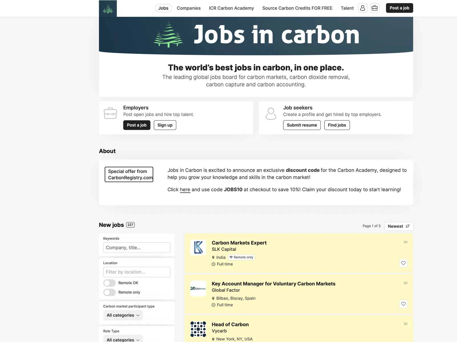 Screenshot of Jobs in Carbon