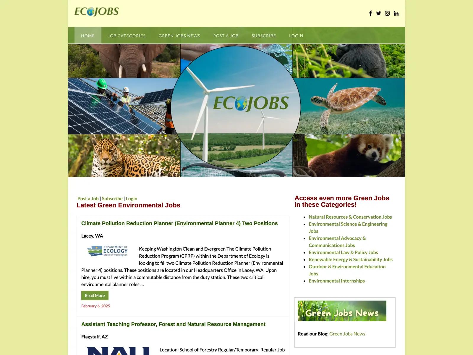 Screenshot of EcoJobs.com