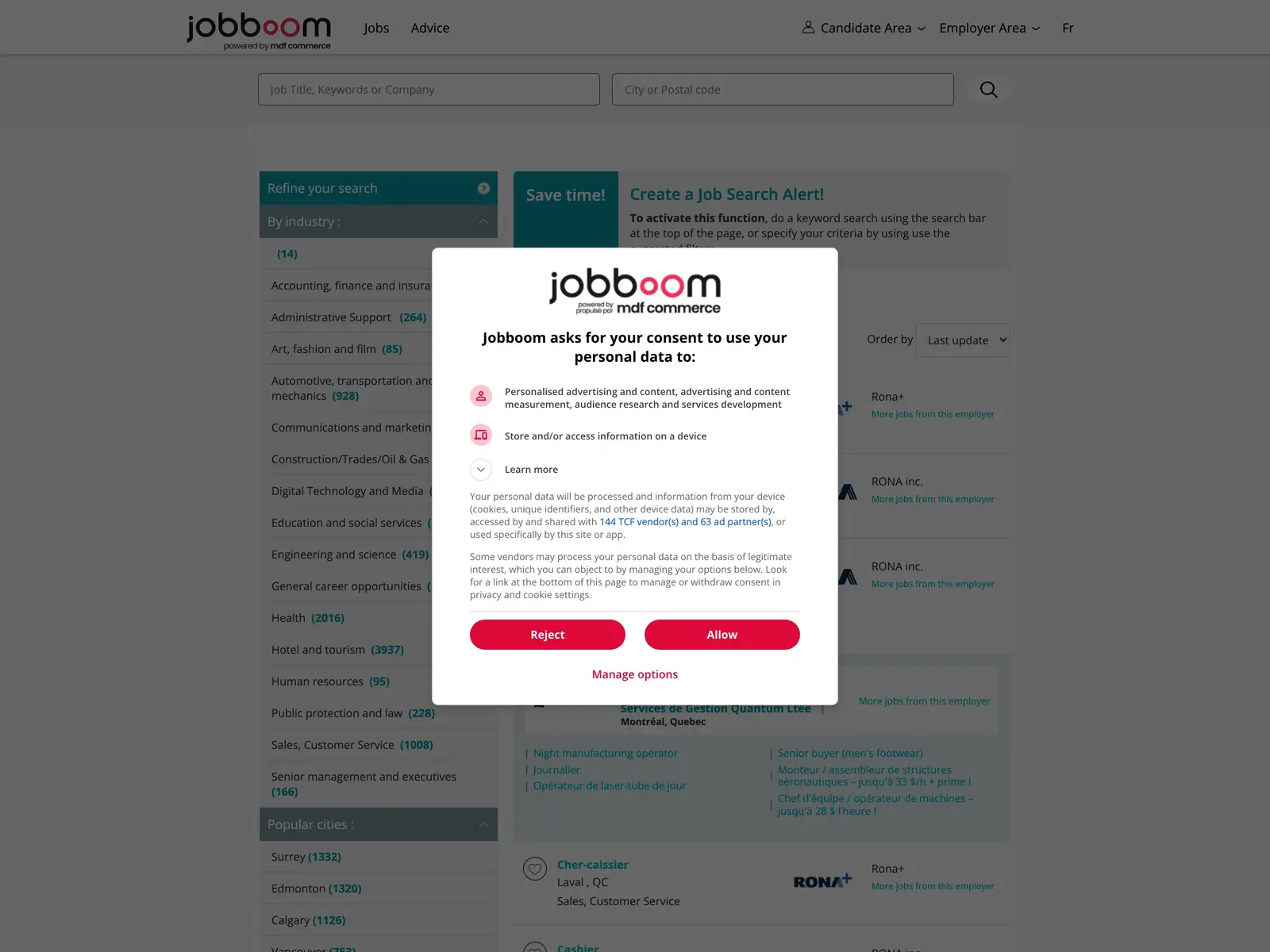 Screenshot of Jobboom