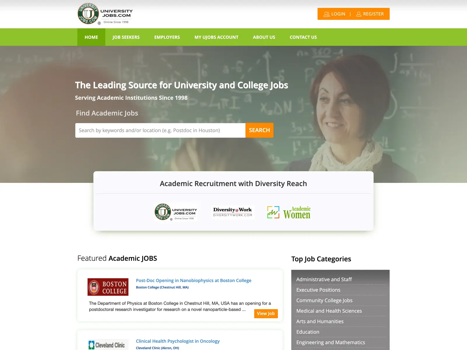 Screenshot of UniversityJobs.com