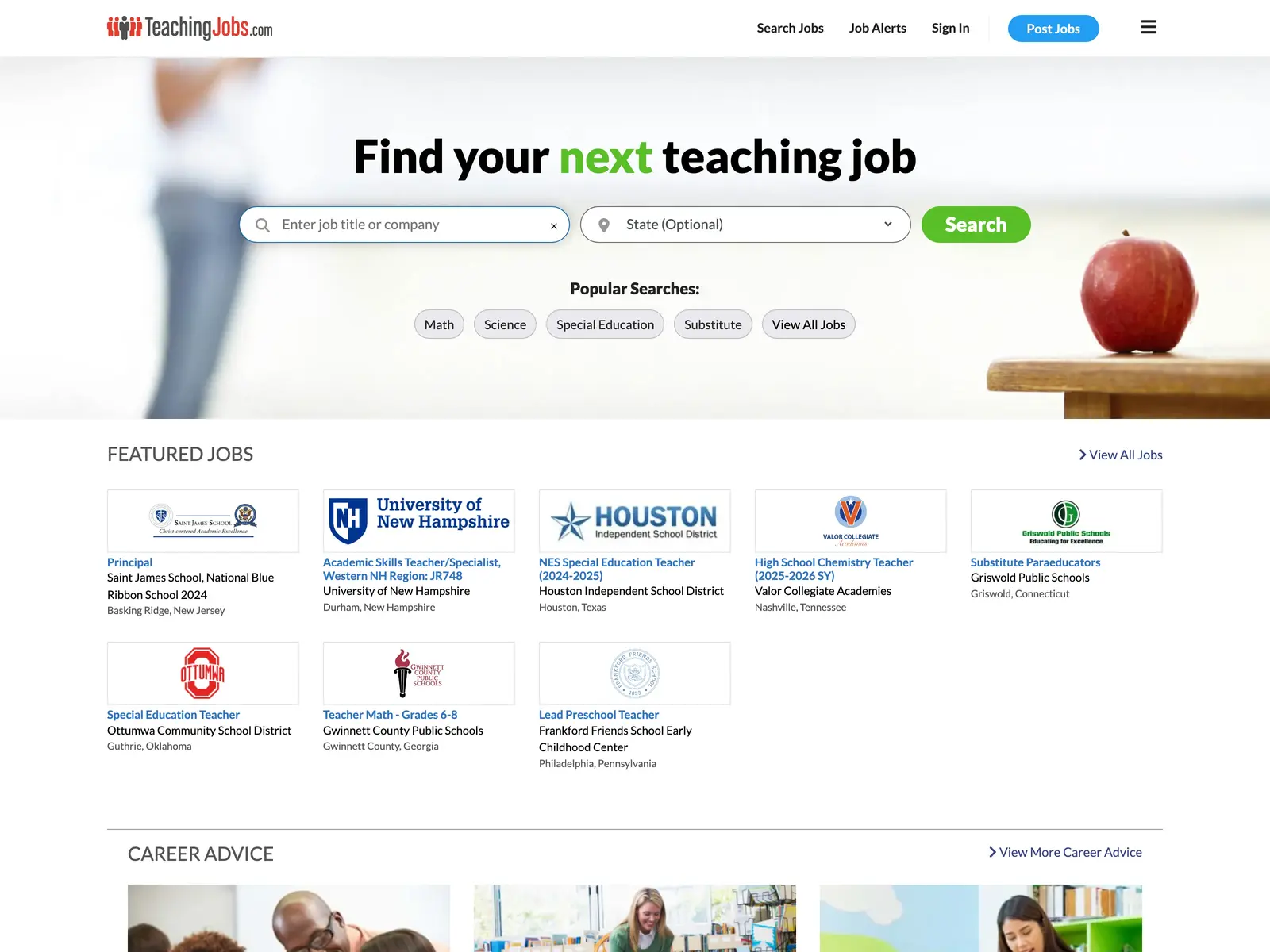 Screenshot of TeachingJobs.com