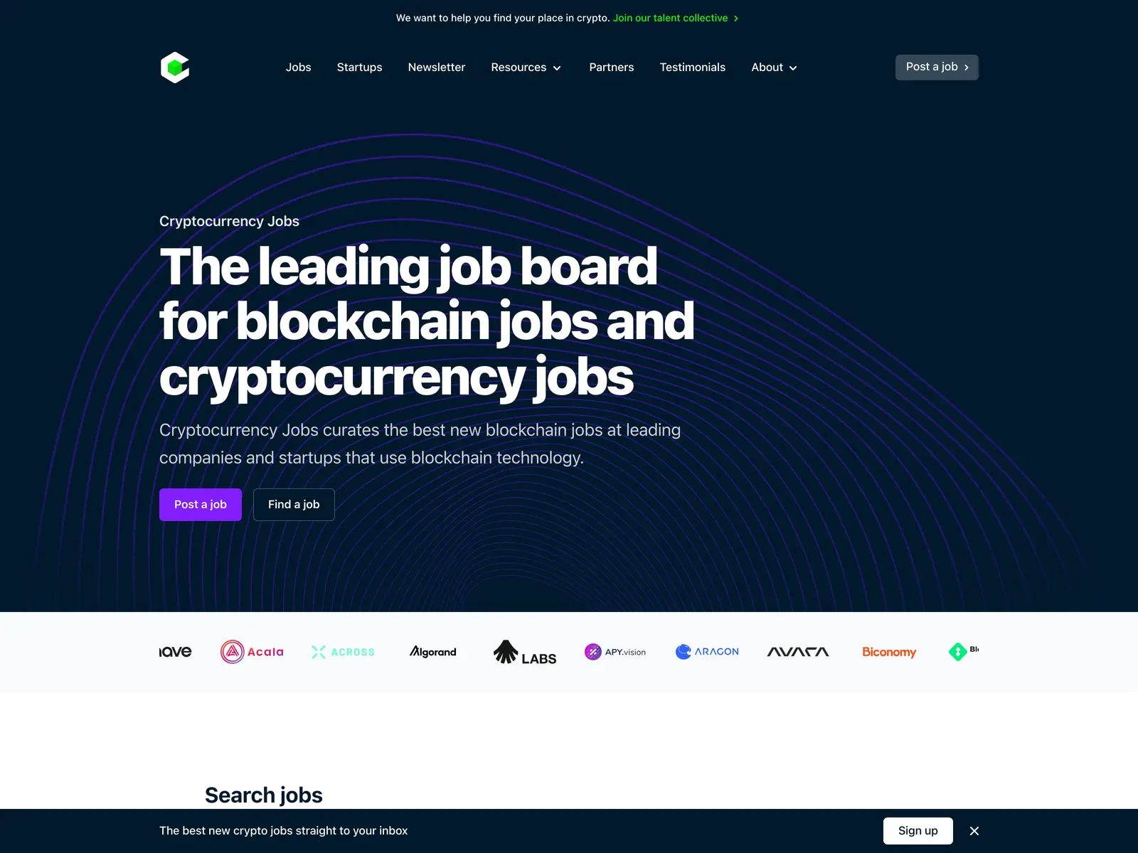 Screenshot of Cryptocurrency Jobs