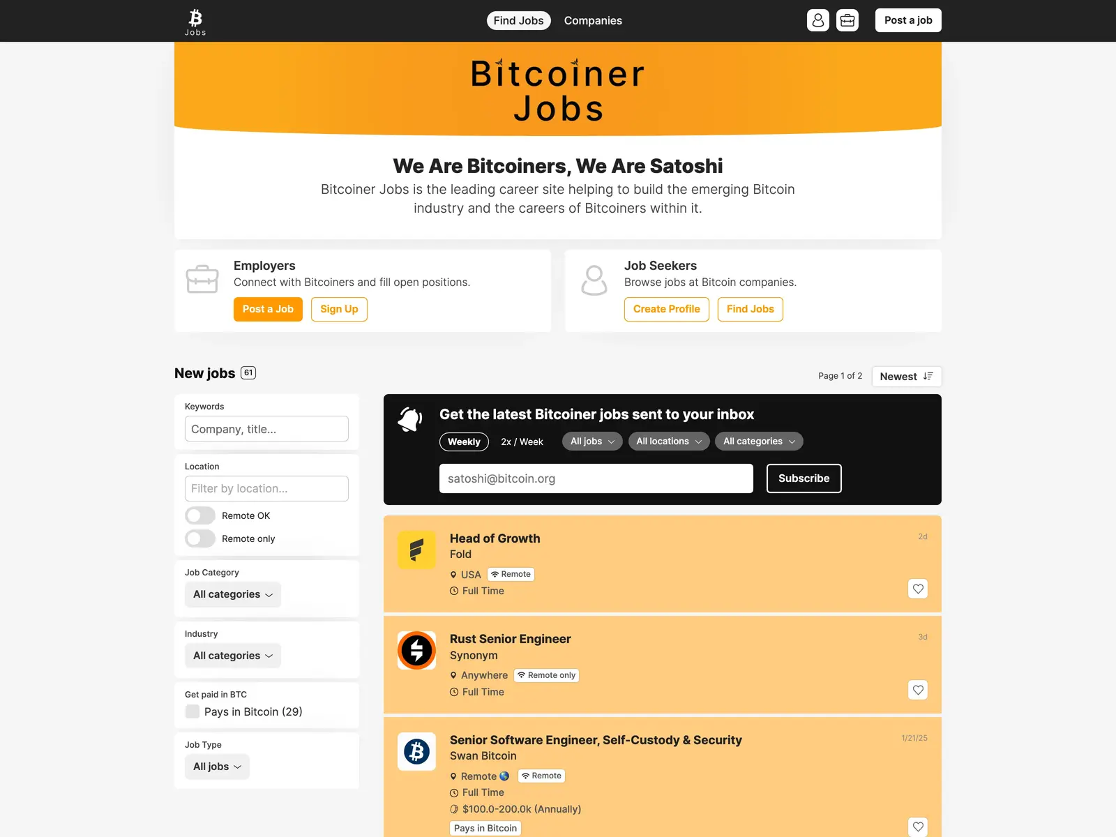 Screenshot of Bitcoiner Jobs