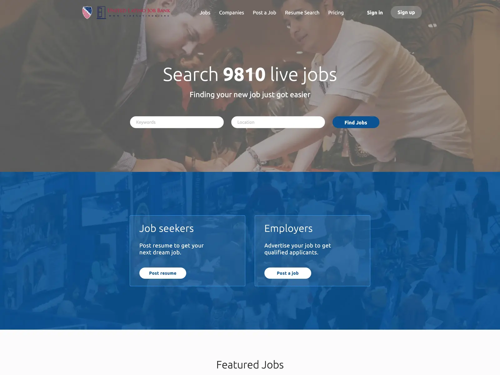 Screenshot of United Latino Job Bank