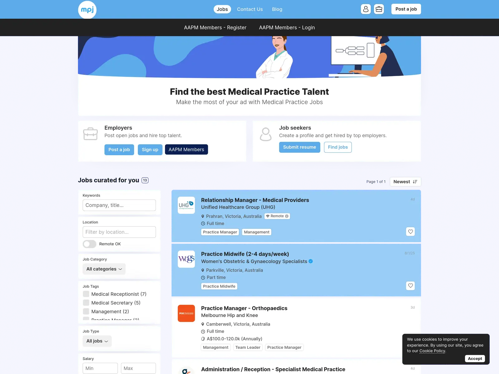 Screenshot of Medical Practice Jobs