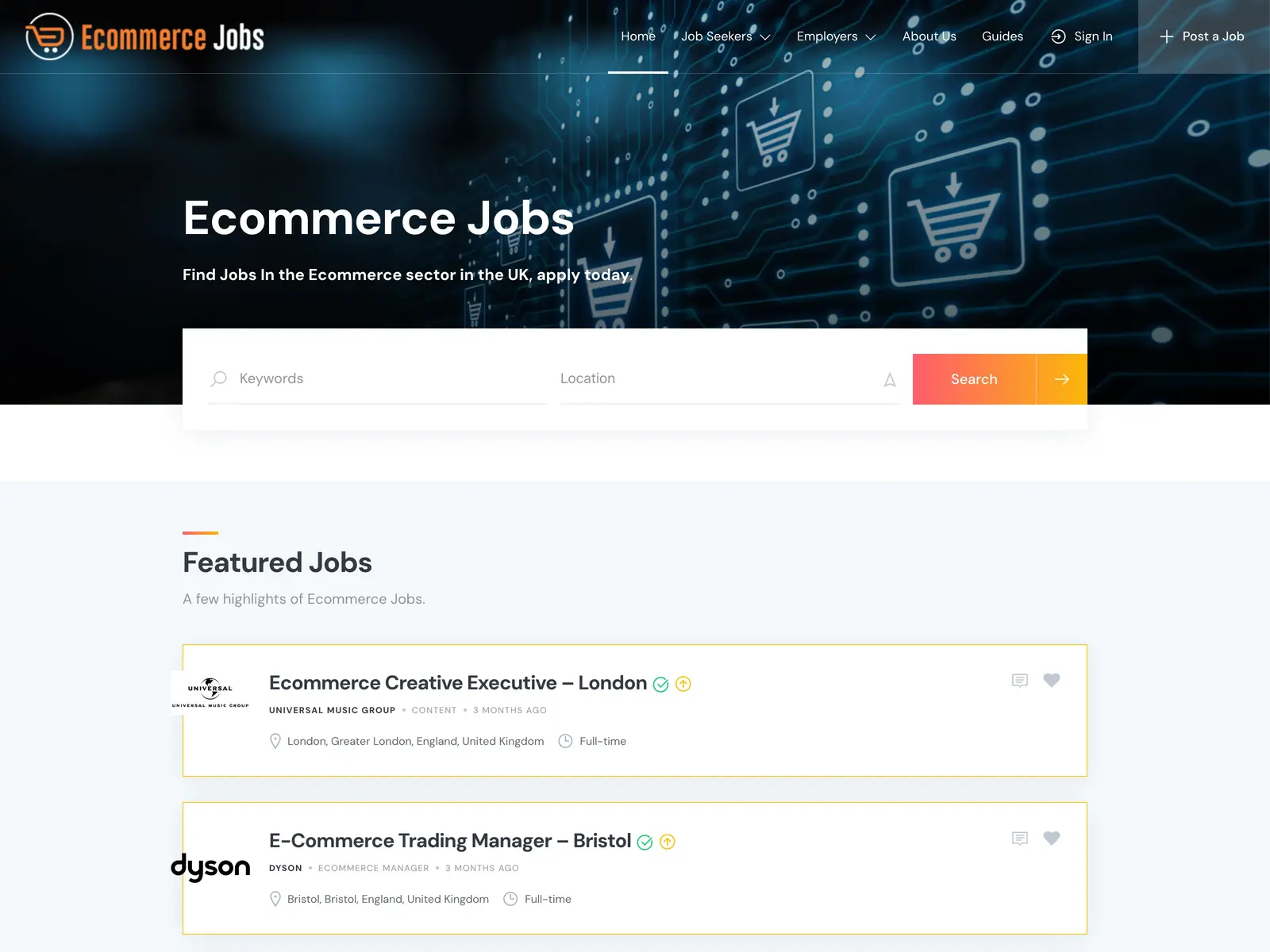 Screenshot of Ecommerce Jobs